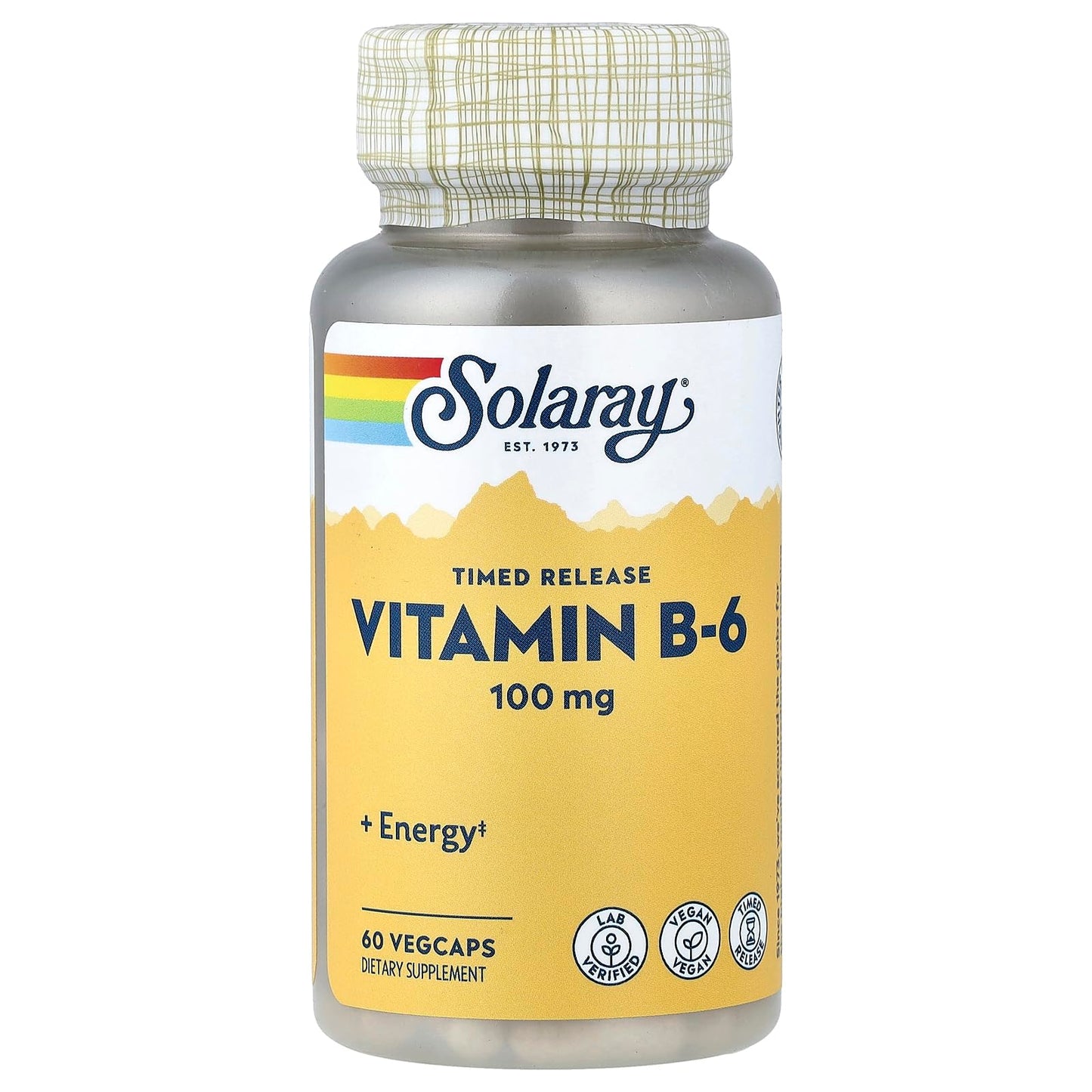 Solaray Vitamin B6 100 mg Timed Release Capsule, 60 Count