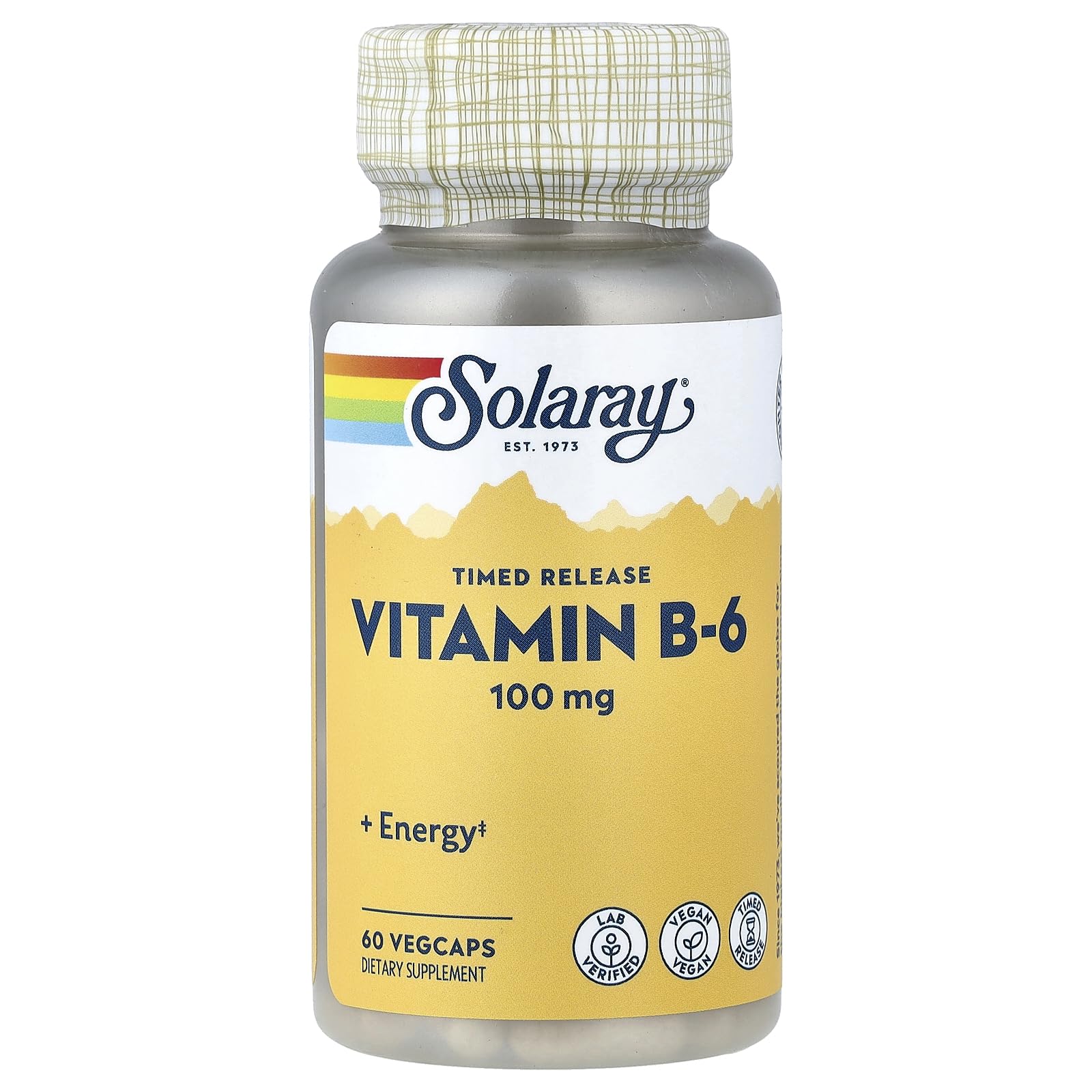 Solaray Vitamin B6 100 mg Timed Release Capsule, 60 Count