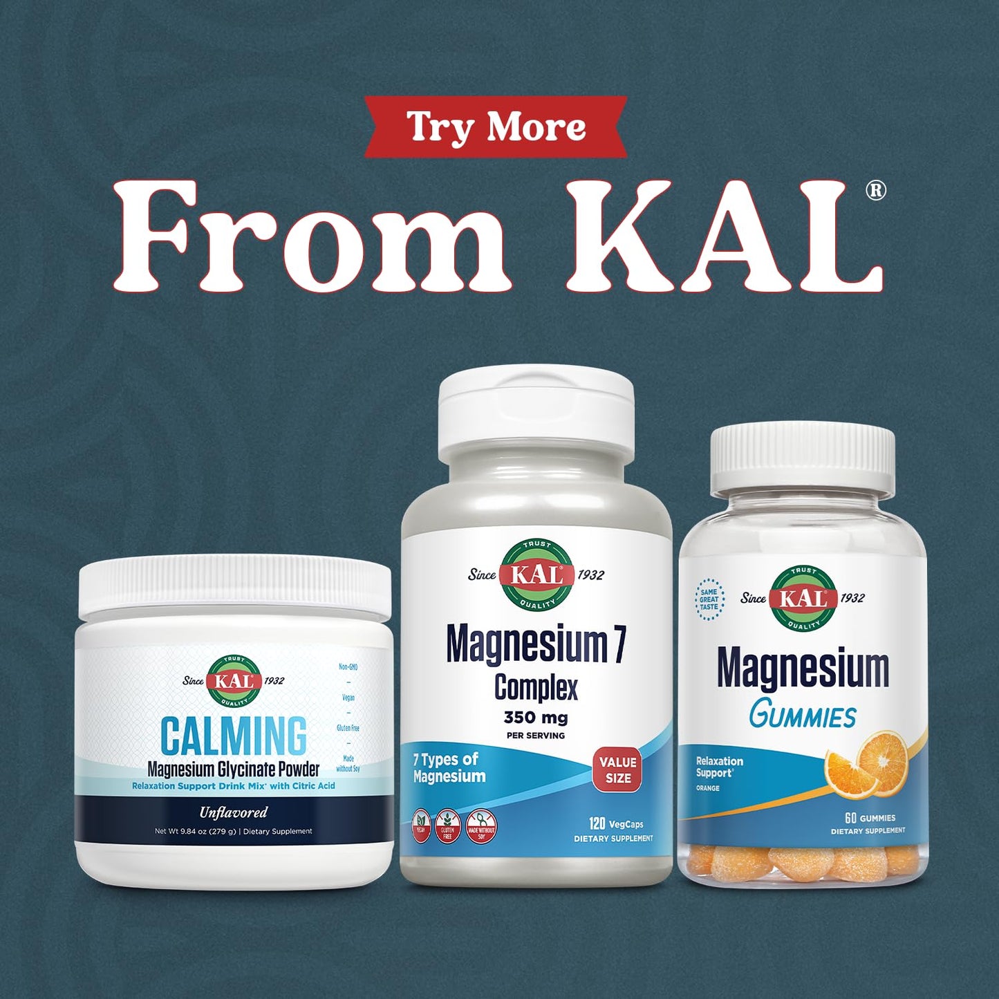 KAL Magnesium Complex 7 - Total Complex with Magnesium Glycinate, Citrate, Malate and More Capsules, 120 Count