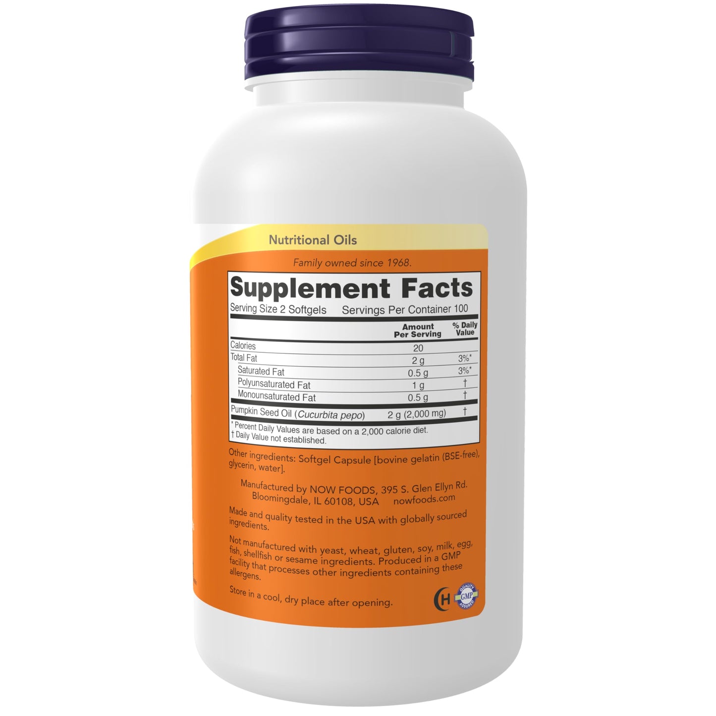 NOW Foods Pumpkin Seed Oil 1000 mg with Essential Fatty Acids and Phytosterols, Cold Pressed, 200 Softgels