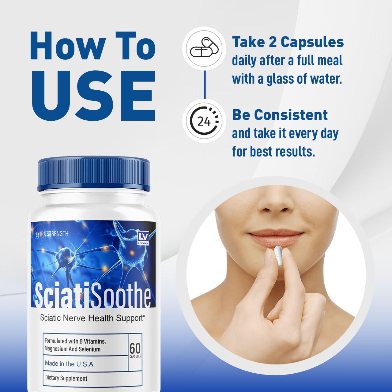 LIVORKA Sciatisoothe Capsules, 300 Capsules