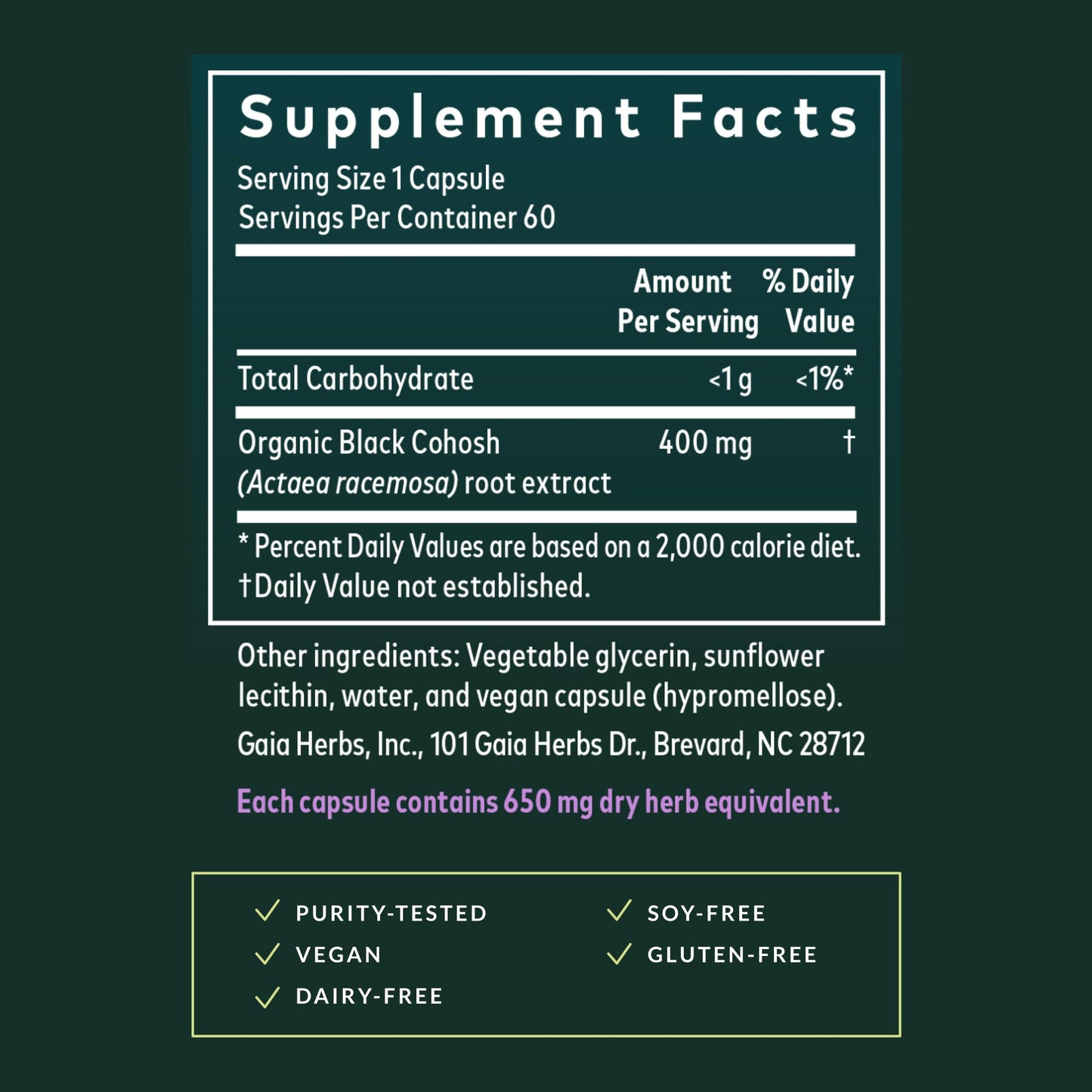 Gaia Herbs Black Cohosh Capsules 60 Count
