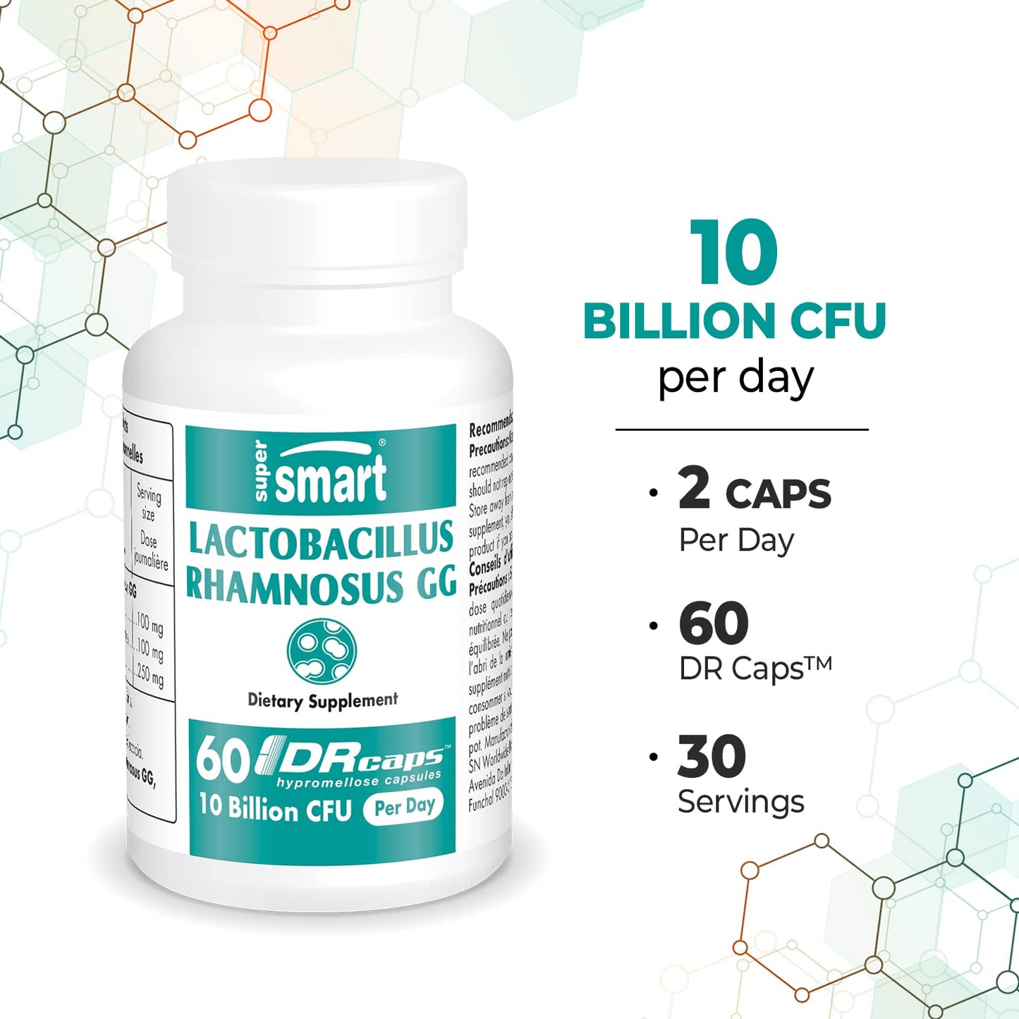 Supersmart Bifidobacterium Longum and Lactobacillus Rhamnosus GG Intestinal Comfort Bundle Capsules 120