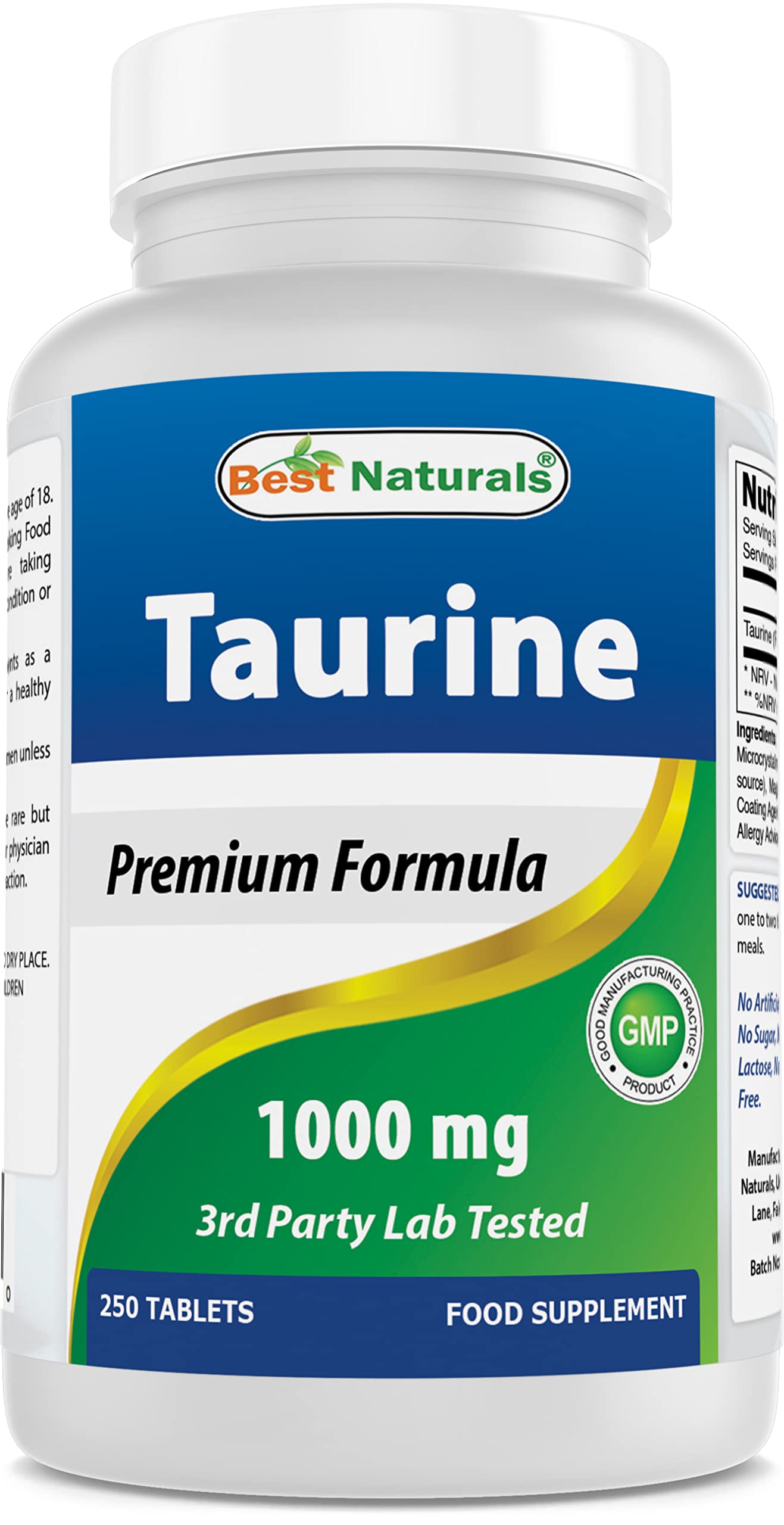 Best Naturals Taurine 1000 mg Tablet, 250 Count