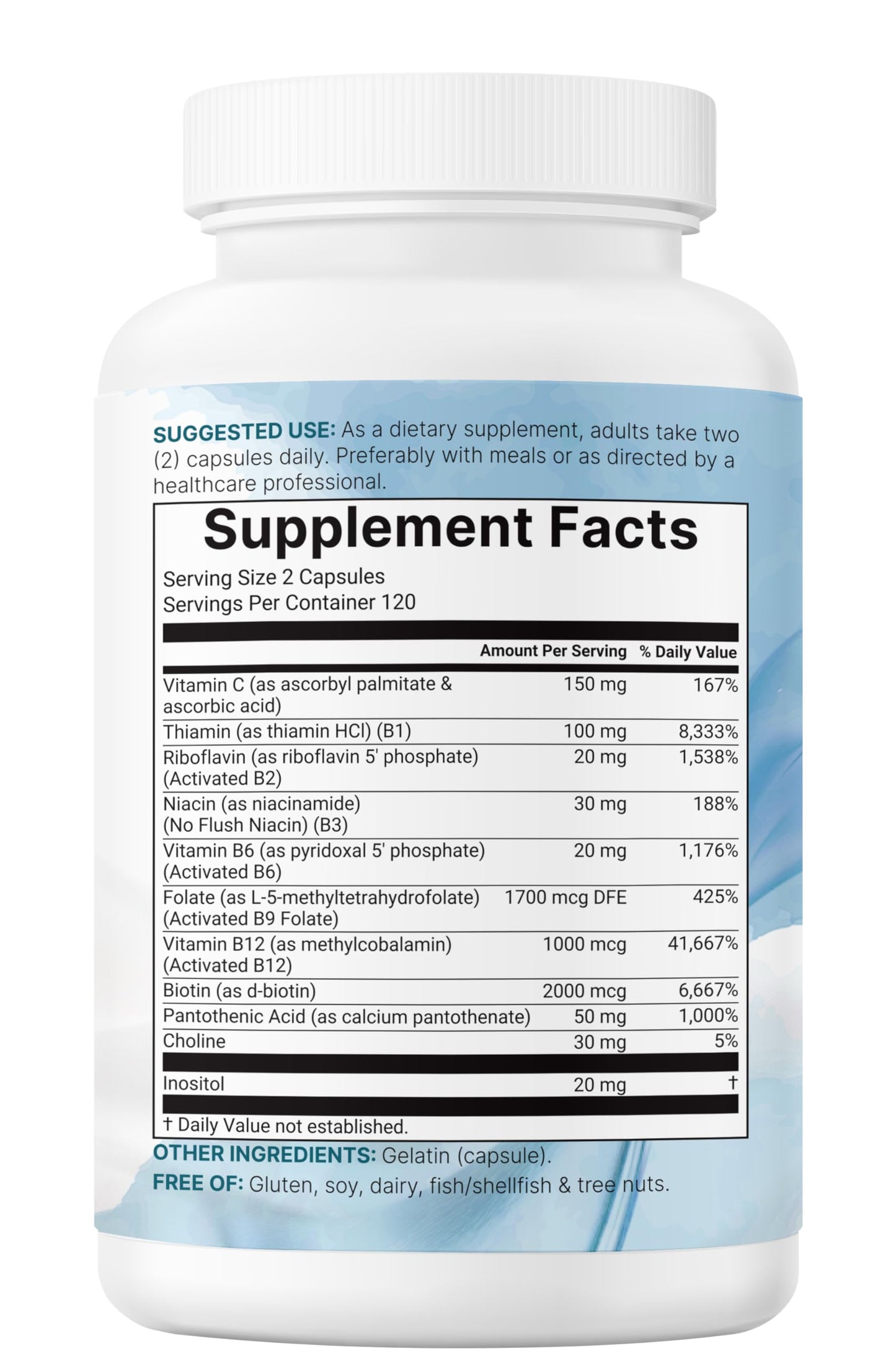 Micro Ingredients Pure Methylated B Complex Capsules 240 Count