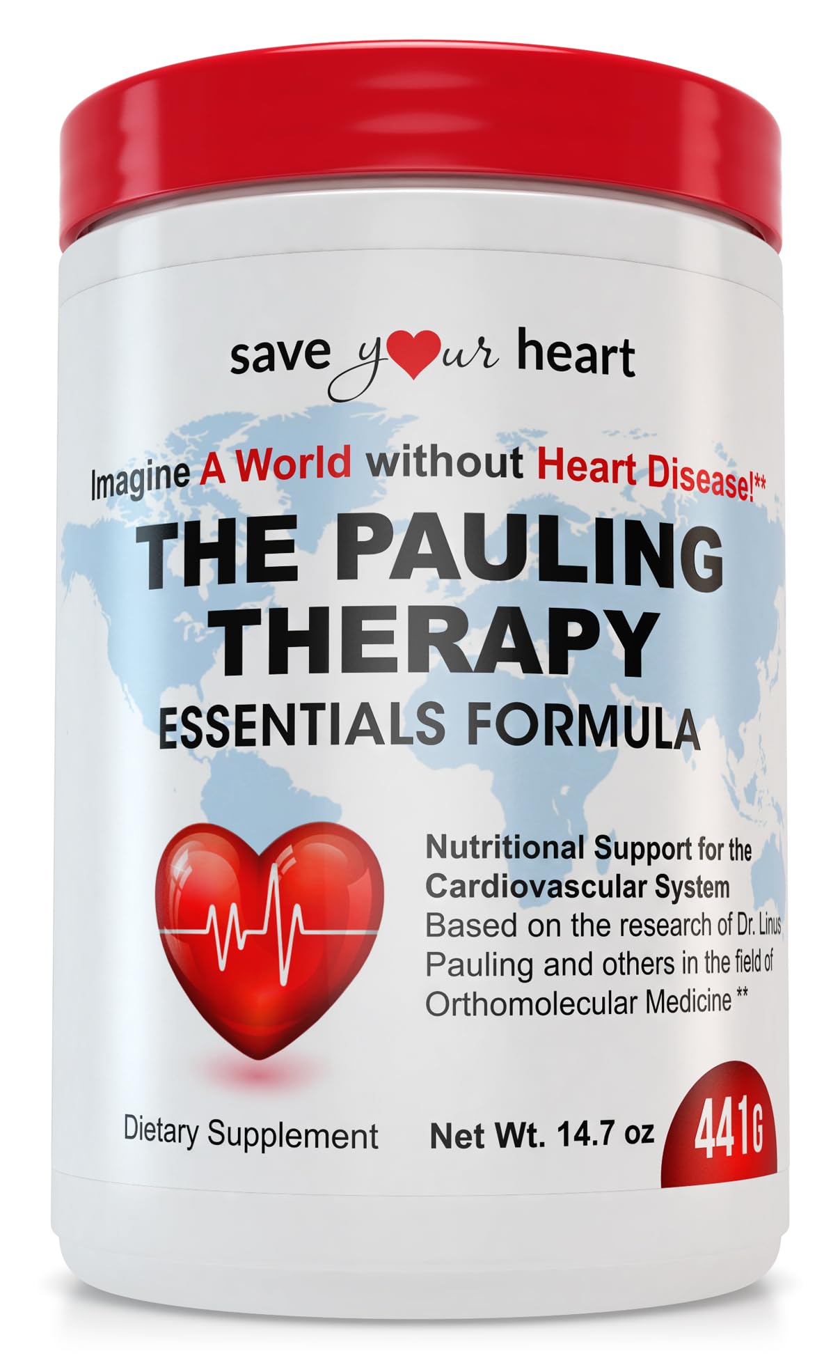 SAVE YOUR HEART Cardio Heart Health Powder Supplement - The Pauling Therapy Essentials Formula (PTEF) Healthy Vitamin C, B-12, L-Lysine, L-Arginine, Magnesium, Zinc + Vitamins, Minerals & Antioxidants, 500
