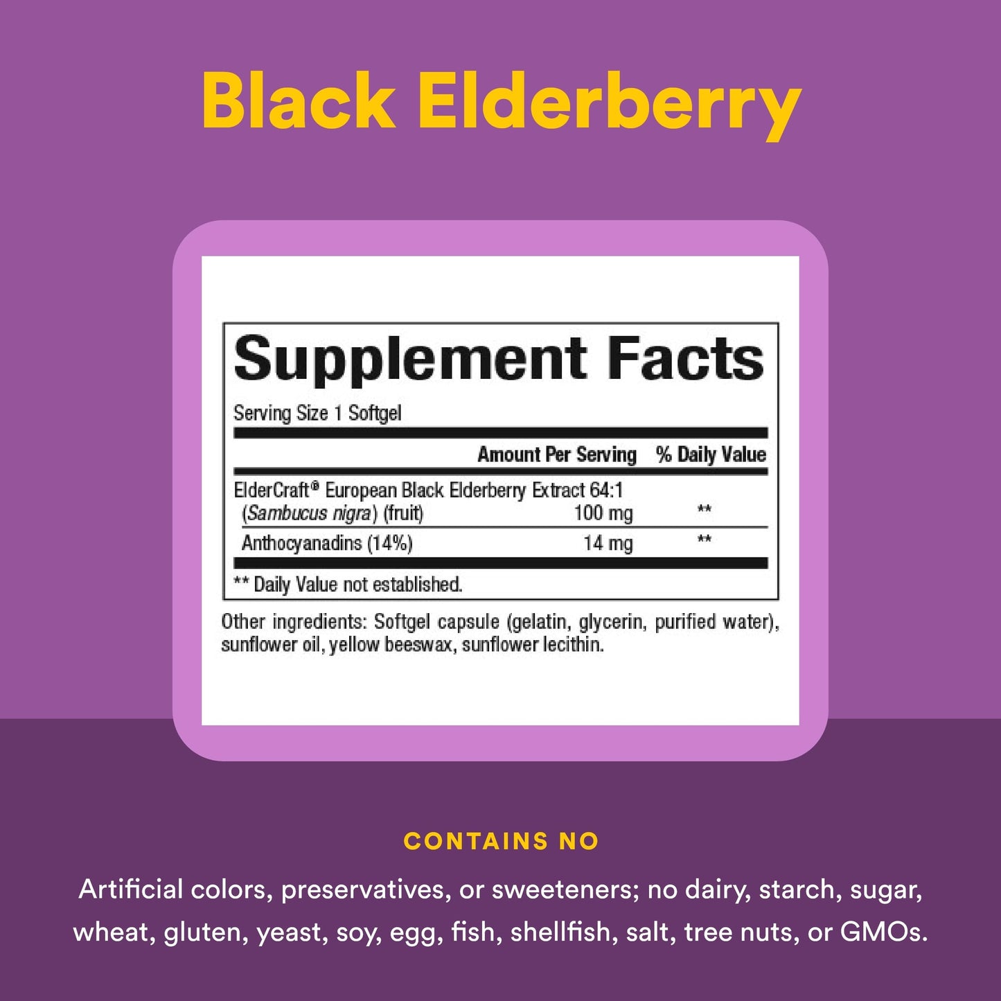 Natural Factors Sambucus Black Elderberry Standardized Extract Softgels 60