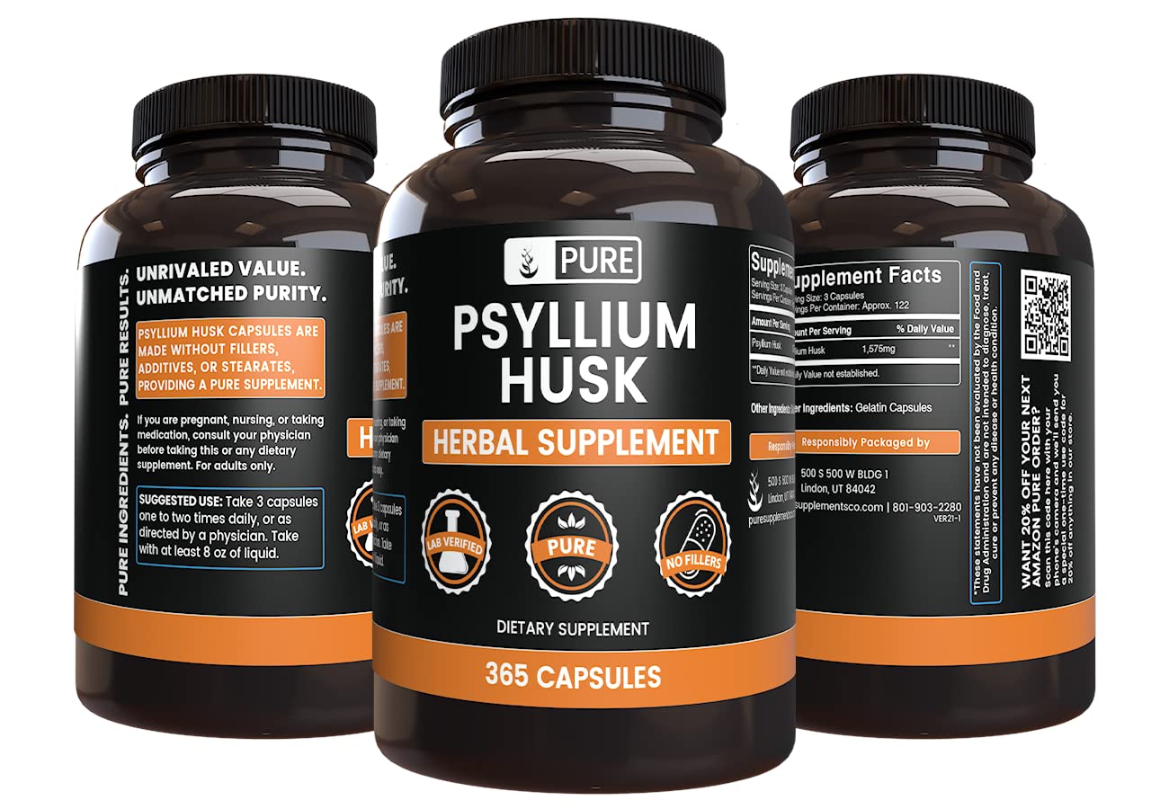Pure Original Ingredients Psyllium Husk Capsules 365
