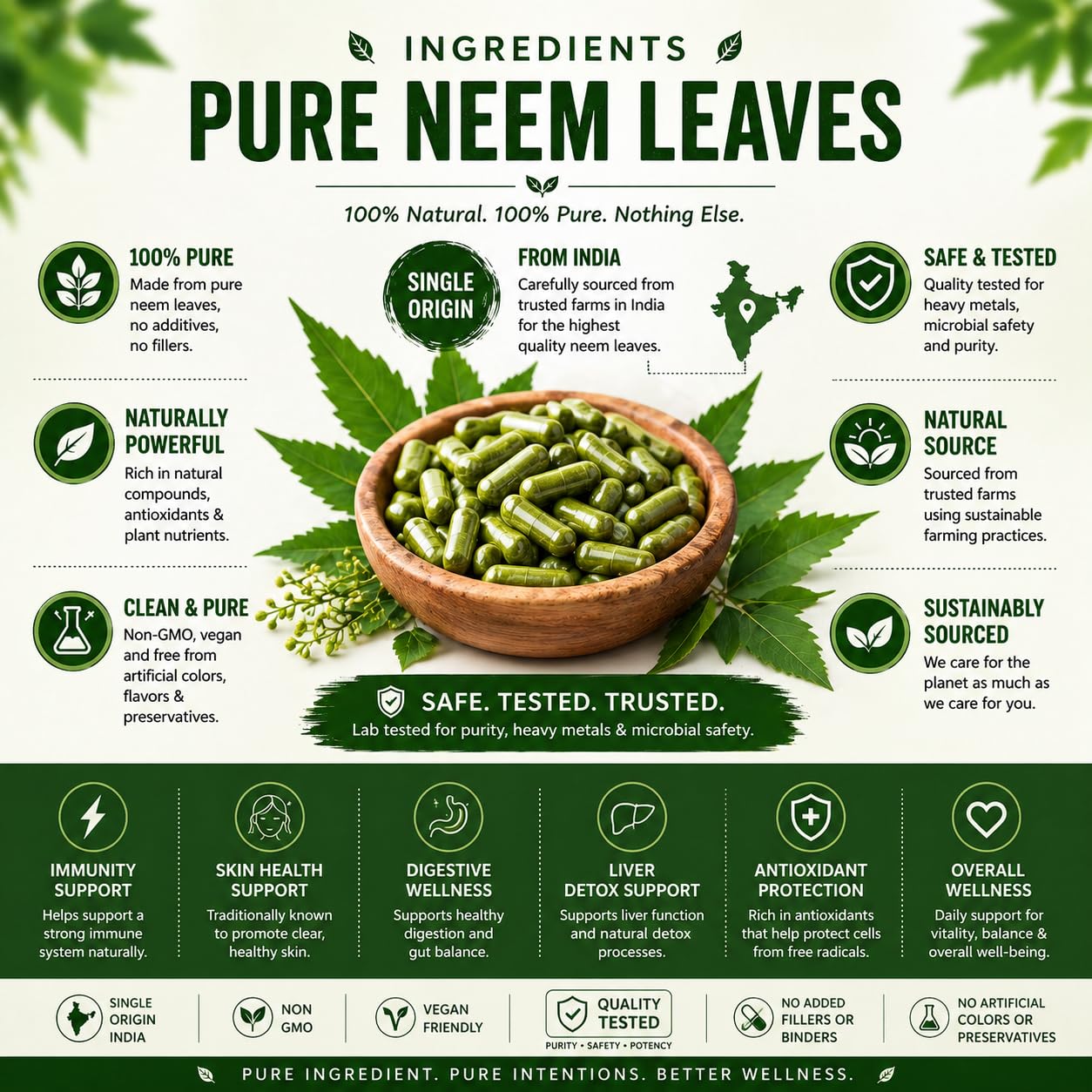Organic Aura International Neem Capsules 120 Capsules