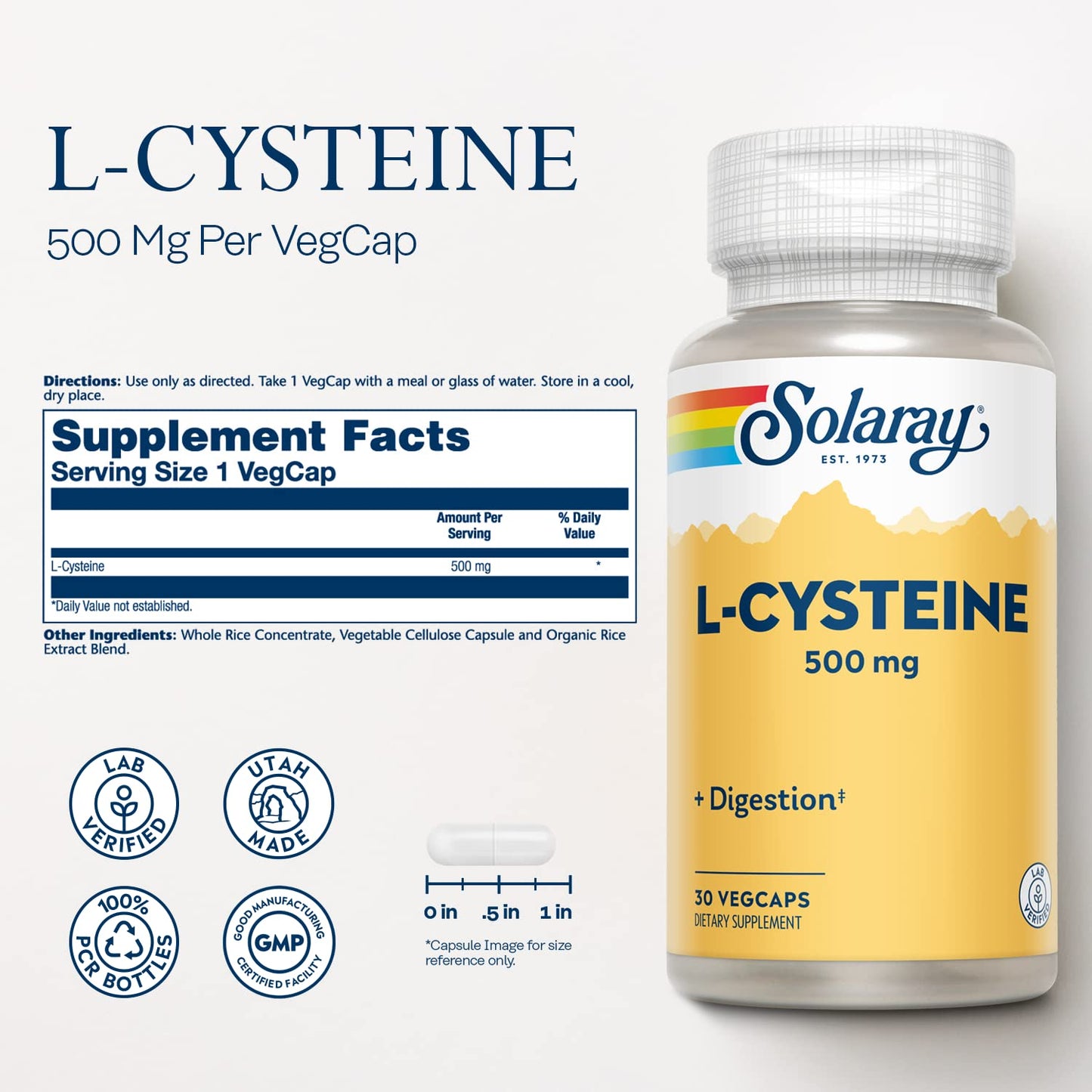 Solaray L-Cysteine 500 mg Capsule 30 Count