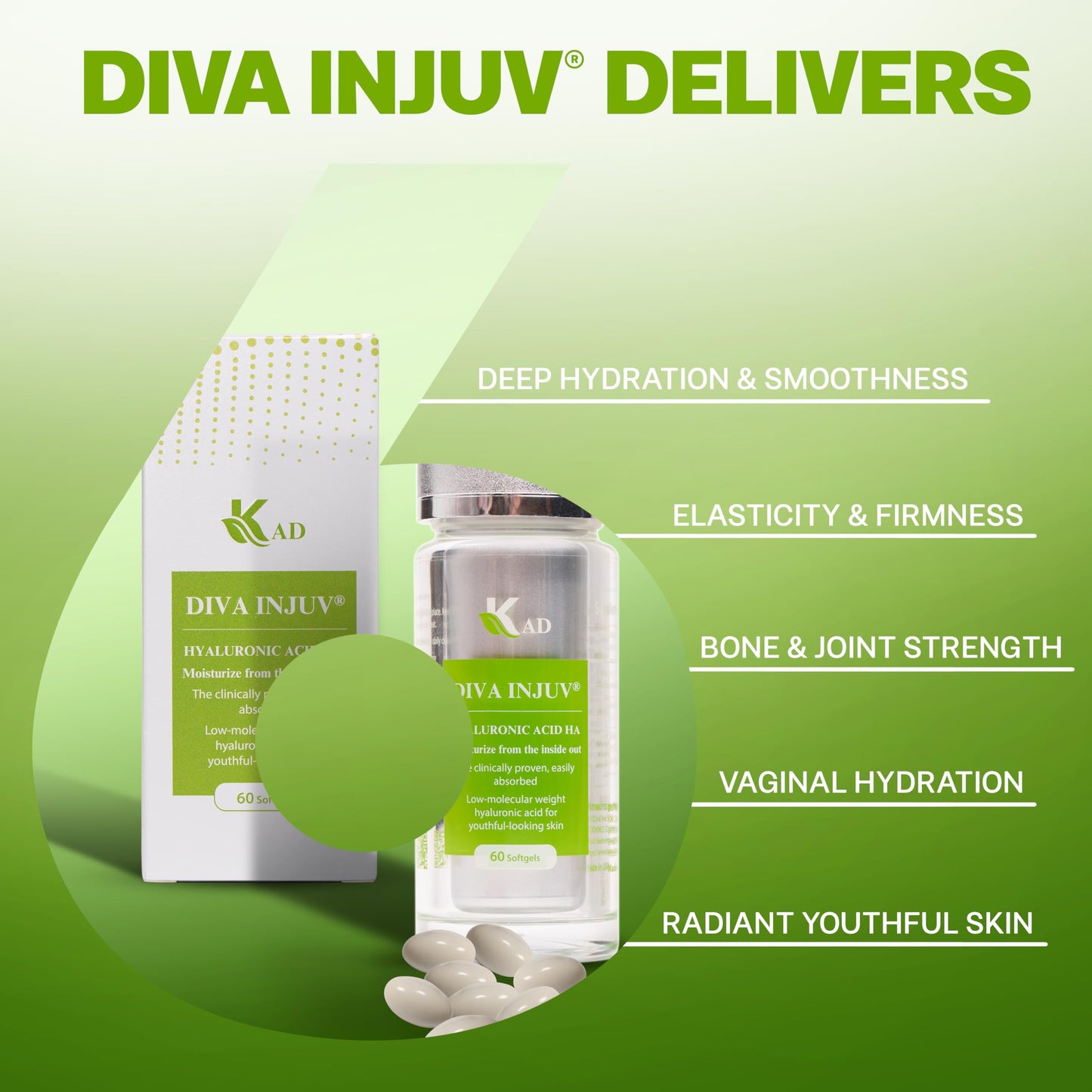 Diva Injuv Hyaluronic Acid Supplement Softgels 60 Count