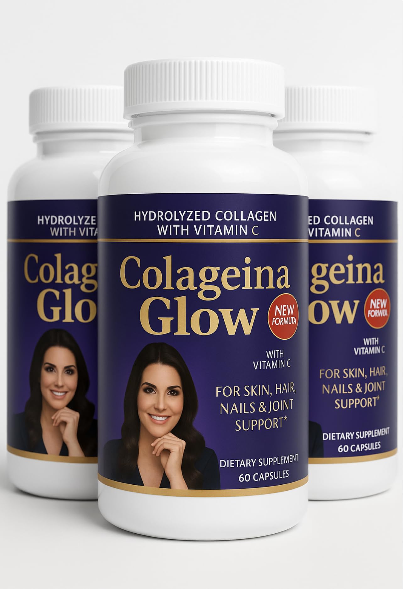 Generic Hydrolyzed Collagen with Vitamin C – Colageina Glow Capsules, 60 Count