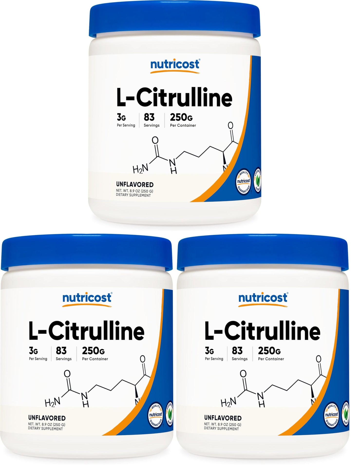 Nutricost Pure L-Citrulline (Base) Powder 8.9 Ounce (Pack of 3)