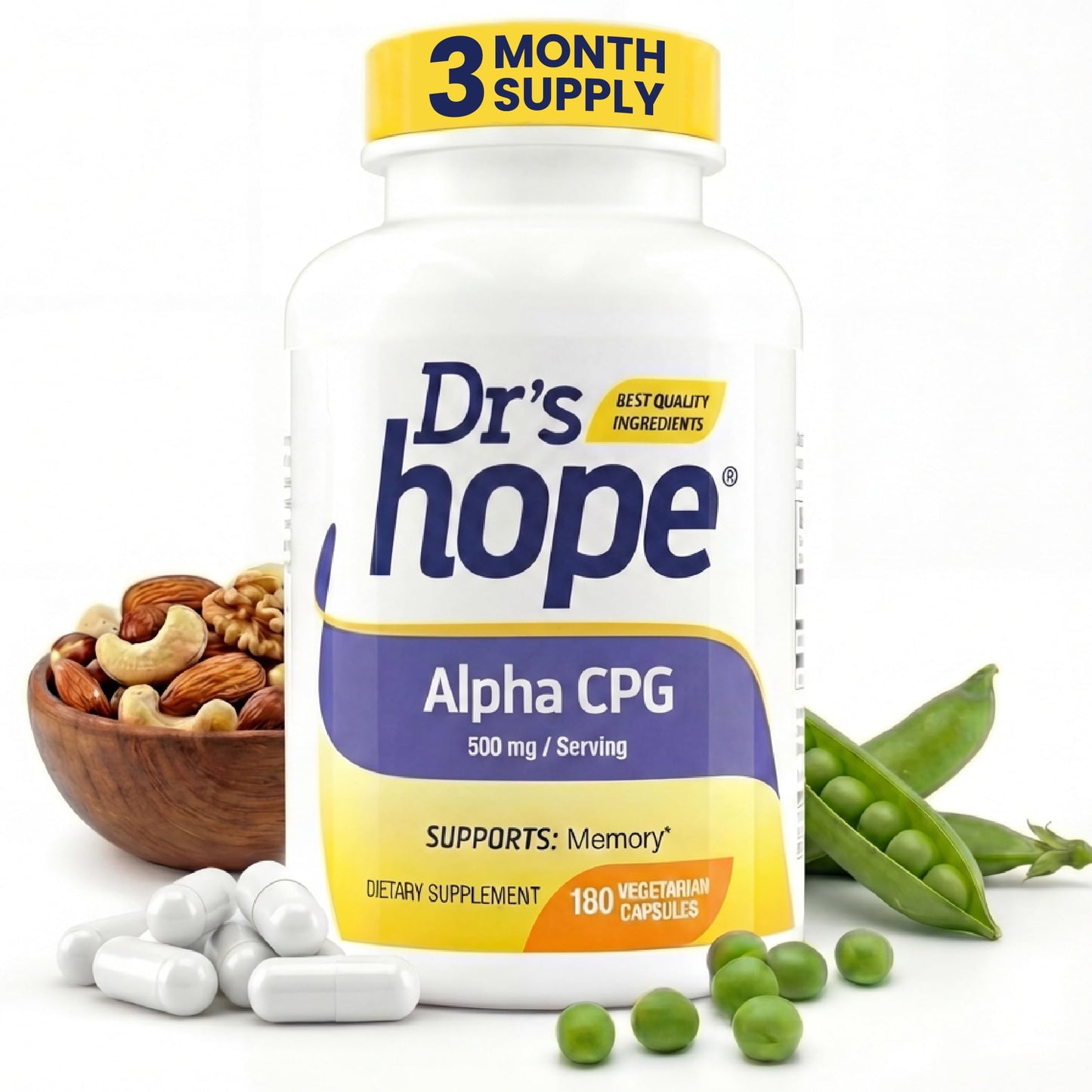 Dr’s Hope Alpha GPC 500mg Capsules, 180 Count