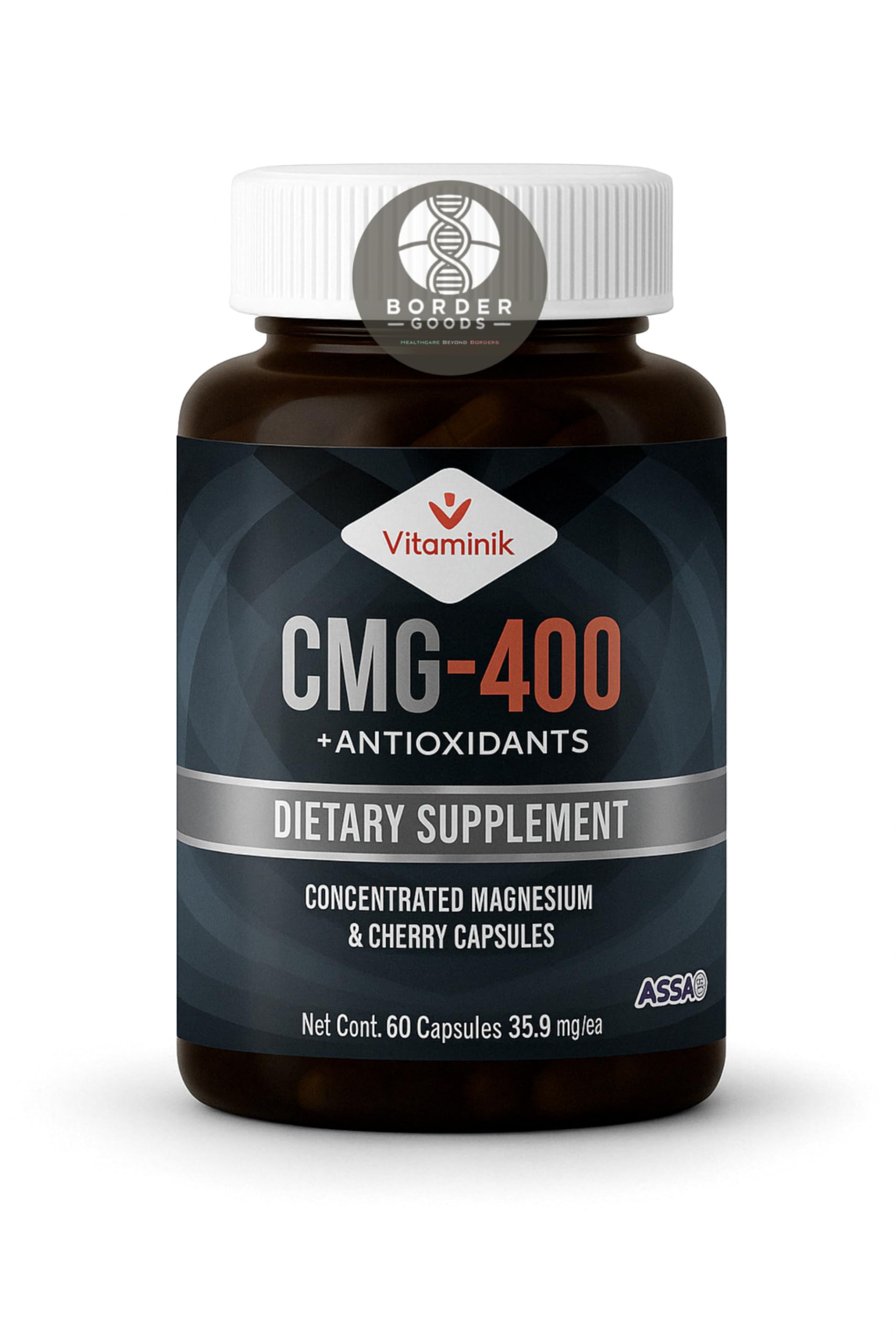 Generic Vitaminik CMG-400 + Antioxidants Magnesium Citrate with Cherry Powder Capsule, 60 Capsules
