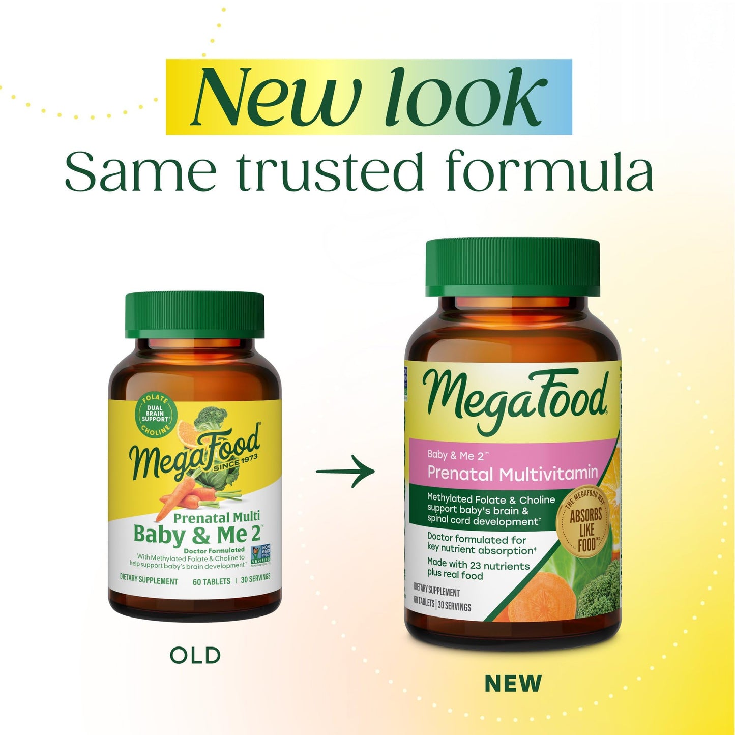 MegaFood Baby & Me 2 Prenatal Vitamin and Minerals Tablets 60 Count
