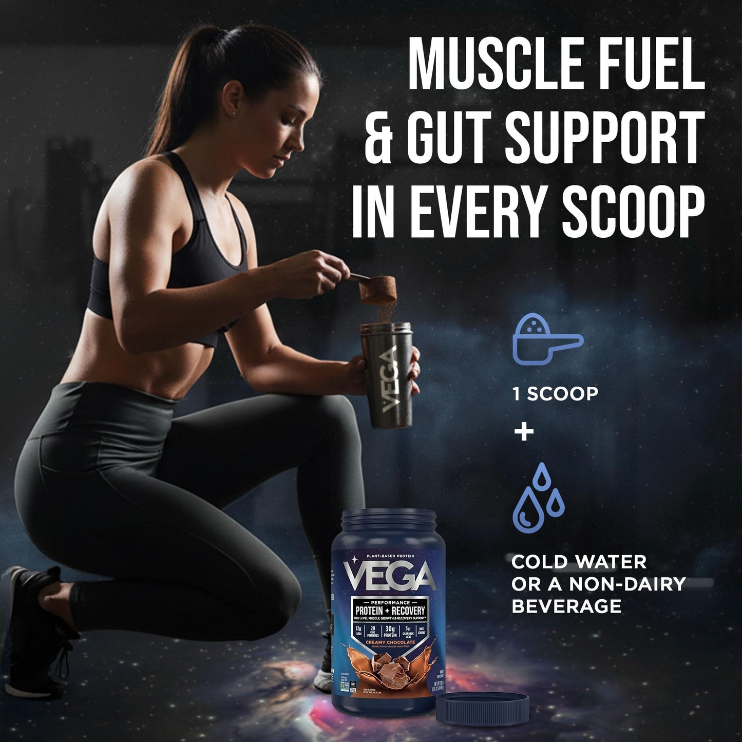 Vega Protein + Recovery Powder, Mocha, 28.6 oz