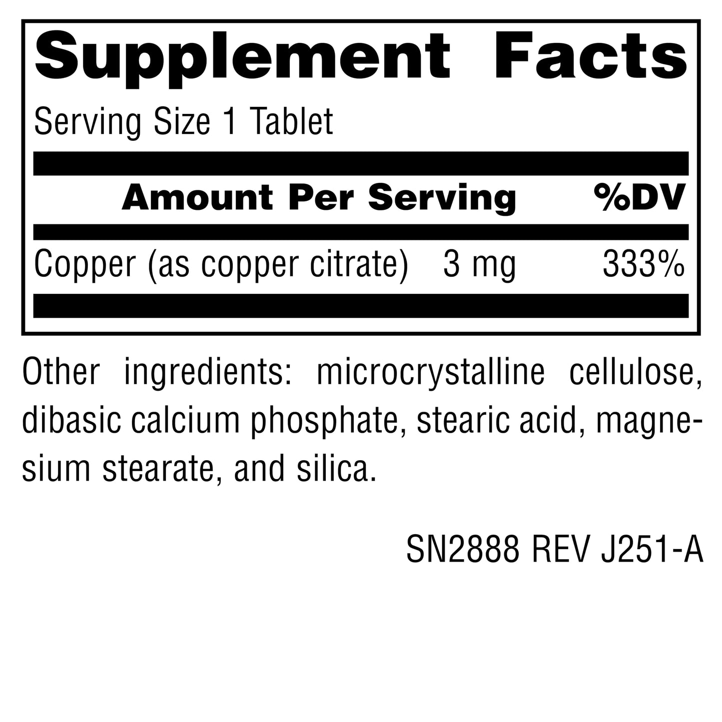 Source Naturals Copper 3 mg Tablet, 60 Tablets