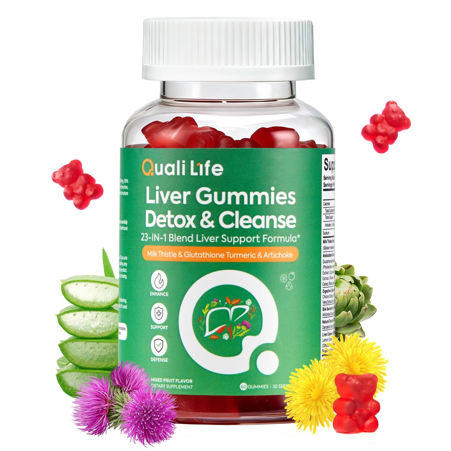 QualiLife Liver Cleanse Detox & Repair Gummies, 60 Gummies