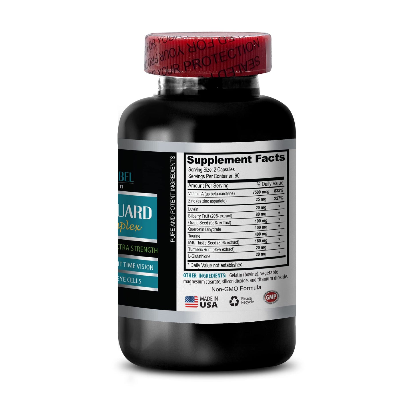 PRIVATE LABEL LLC Vision Vitamins with Lutein Eye Vision Guard 24 MG Advanced Complex, Eye Vision Support, Lutein Supplements, Vitamin A Supplement, Turmeric Extract, Bilberry Extract, Taurine, 60 Capsules