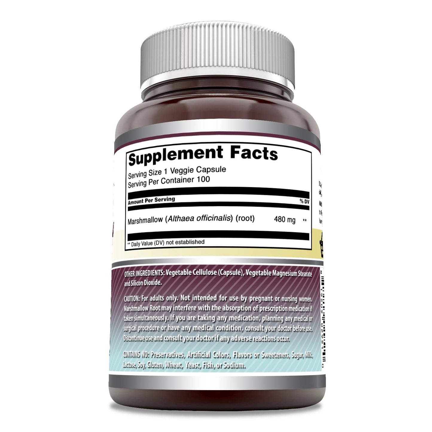 Amazing Nutrition Marshmallow Root Supplement Veggie Capsules, 100 Count