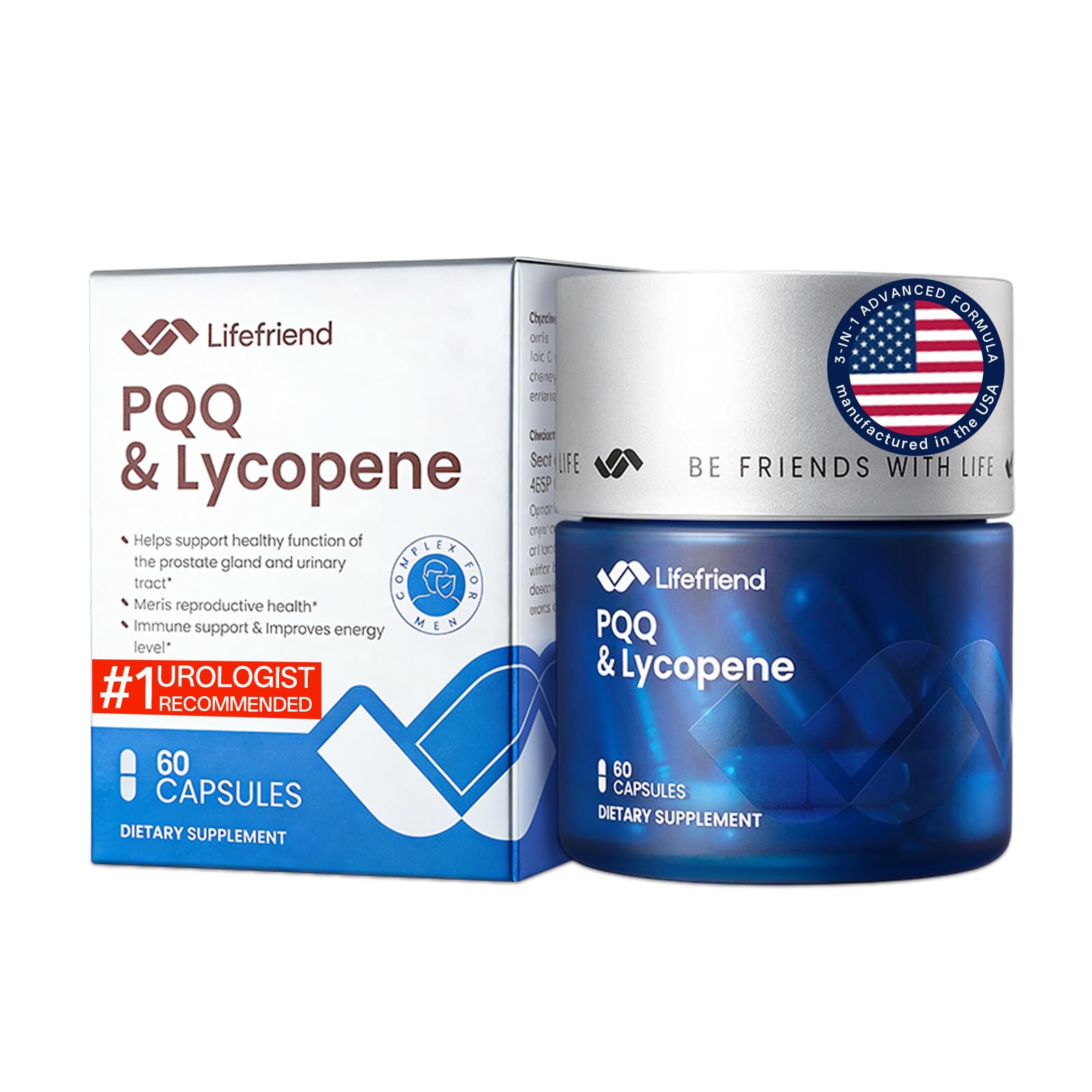 LIFEFRIEND Prostate Supplement for Men Saw Palmetto Extract Complex with Taurine & Lycopene, 60 Vegan Capsules
