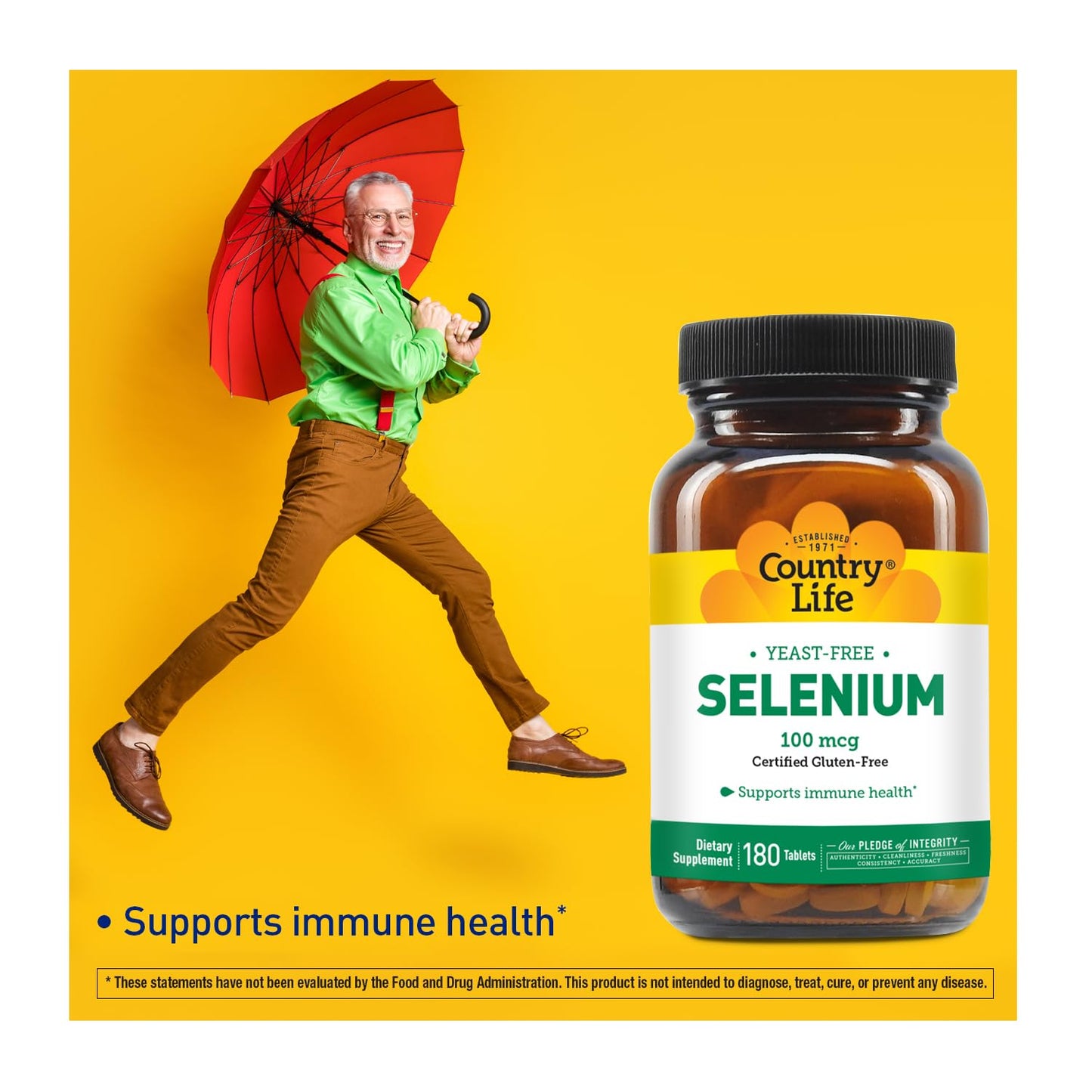 Country Life Selenium 100 mcg, 180 Tablets