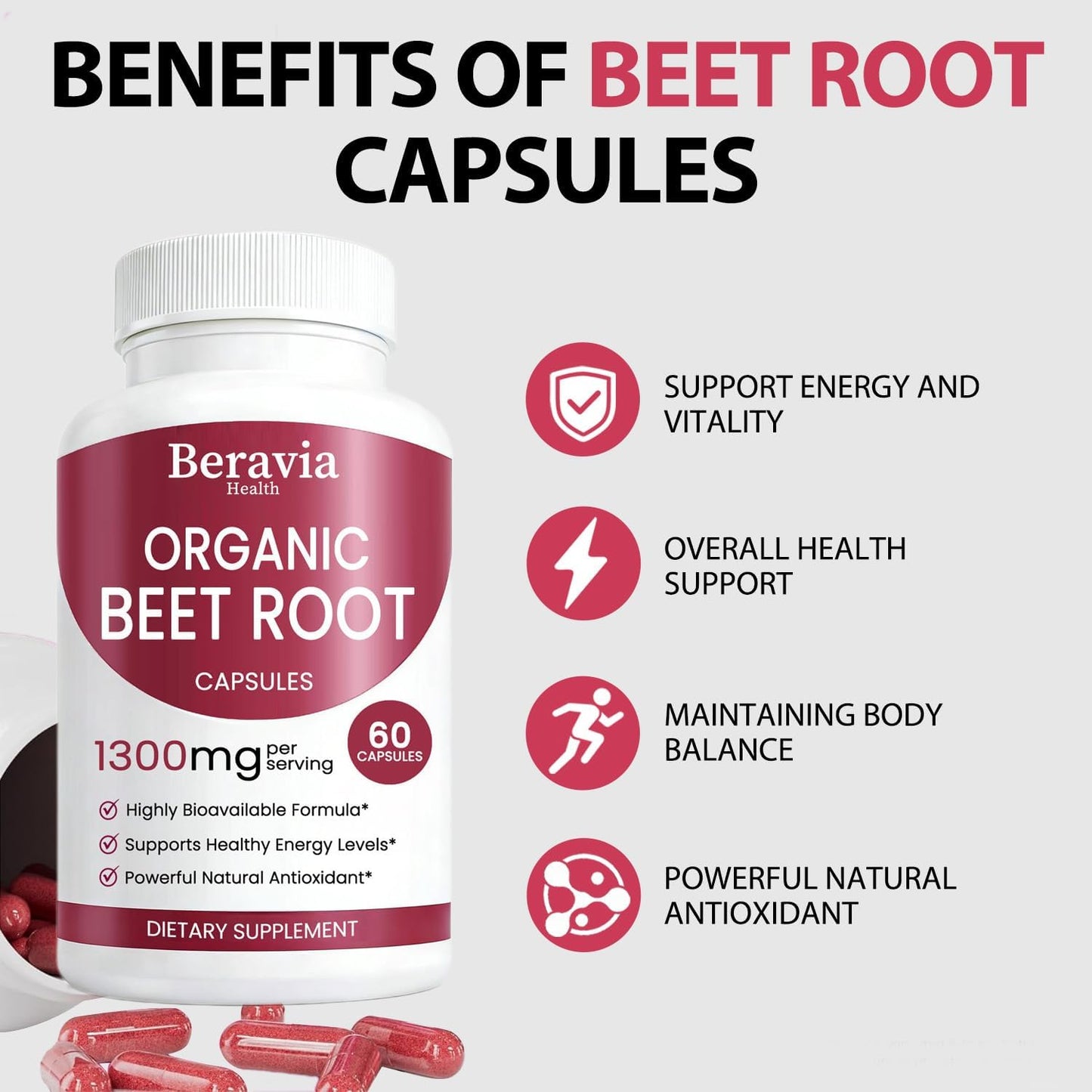 Beravia Health Organic Beet Root Capsules 1 Capsule