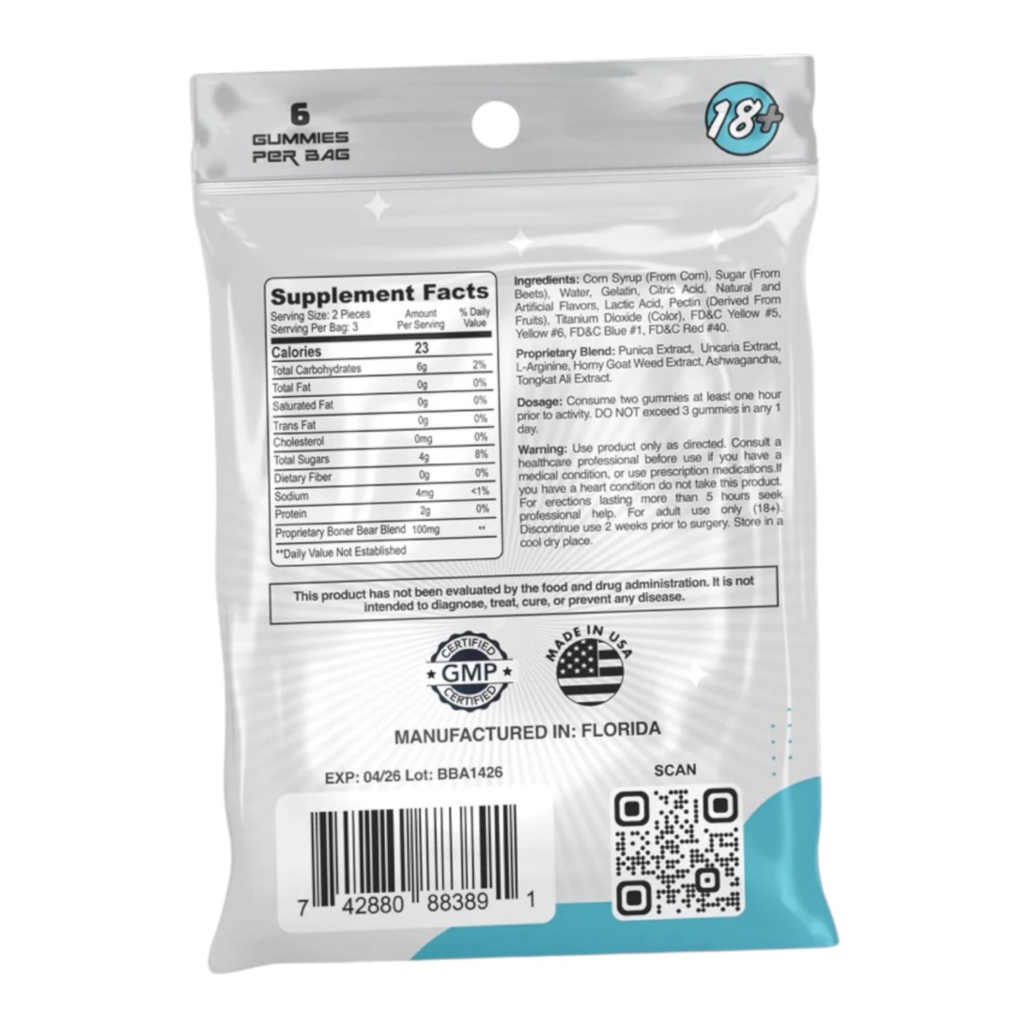 Boner Bears Gummies for Men Premium Support Gummy 30 Count