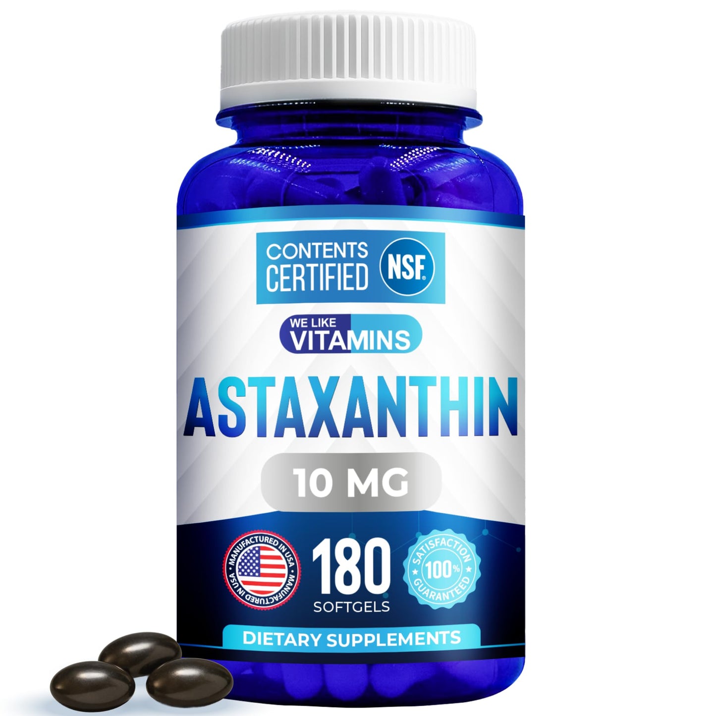 We Like Vitamins NSF Certified Astaxanthin Supplement Softgels 180