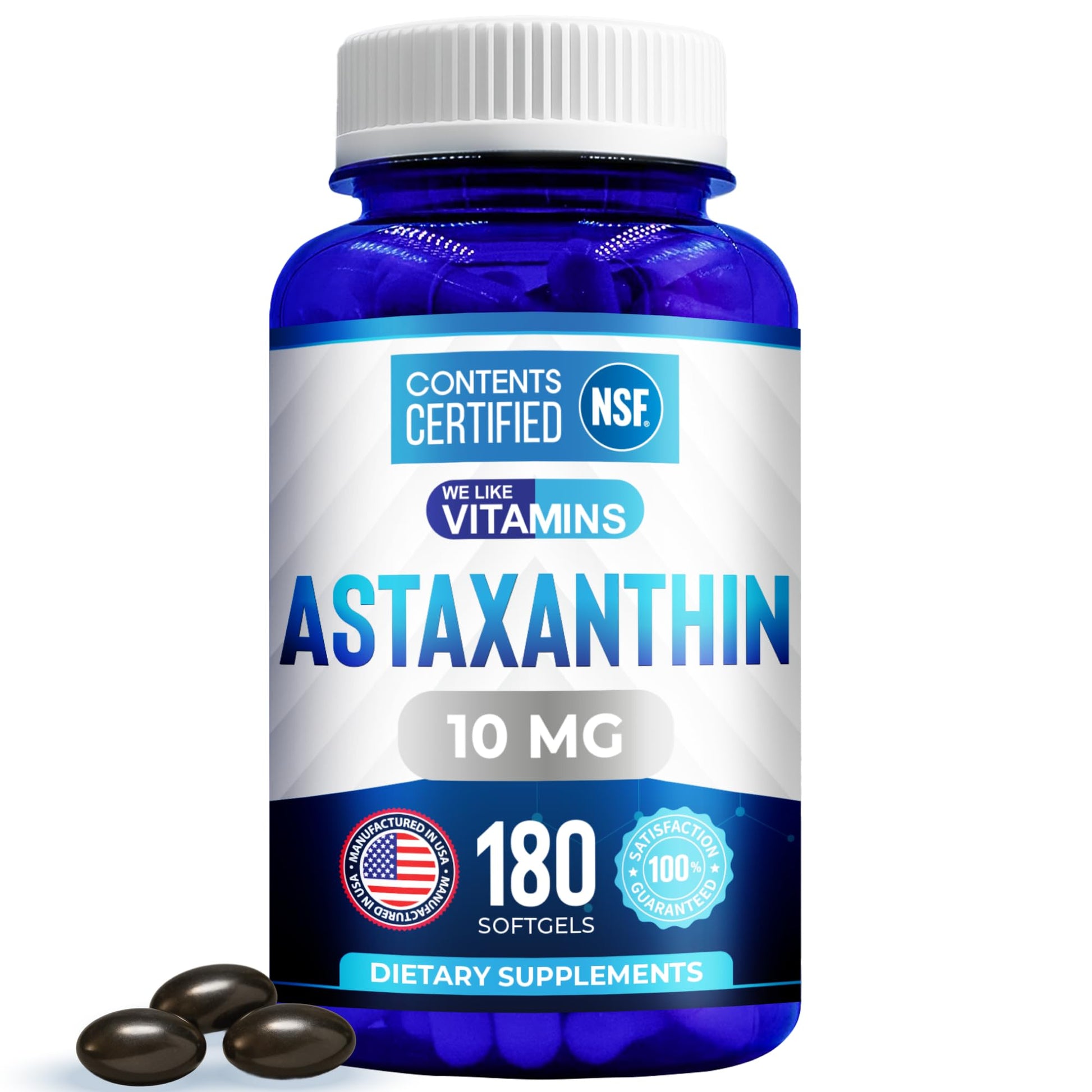 We Like Vitamins NSF Certified Astaxanthin Supplement Softgels 180