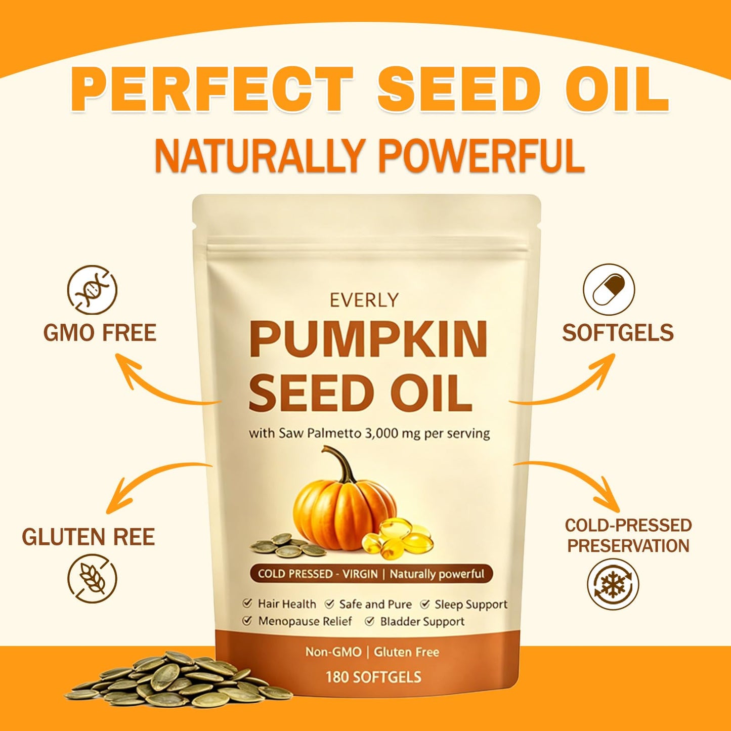 CURAIY Everly Pumpkin Seed Oil with Saw Palmetto Softgel 180