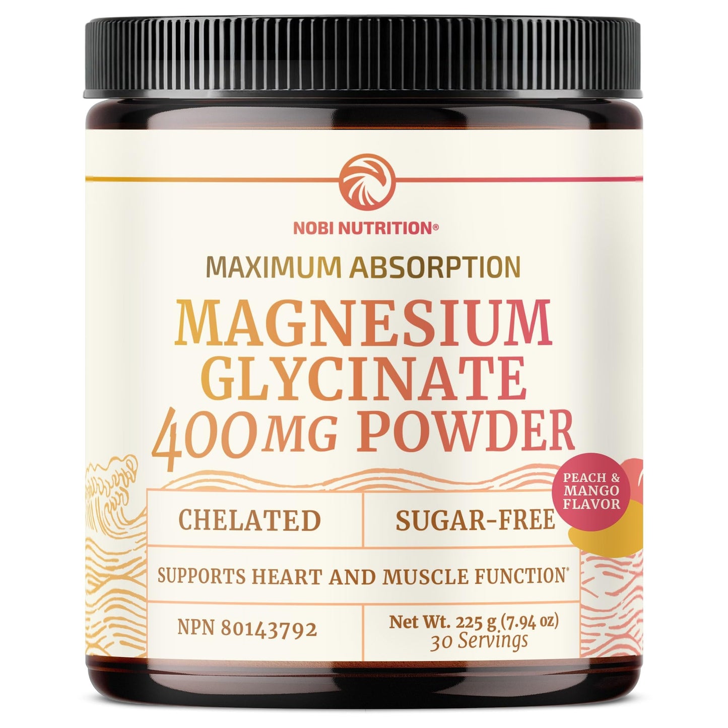 Nobi Nutrition Magnesium Glycinate Powder 400MG 7.94 oz
