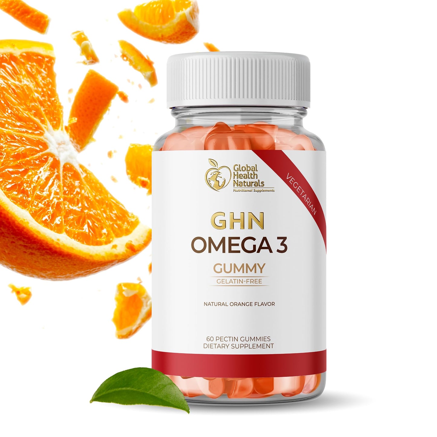 Global Health Naturals Nutritional Supplements Vegan Omega 3 Gummies Flaxseed Oil Omega 3 6 9 ALA – Pectin-Based Chewable, 60 Count