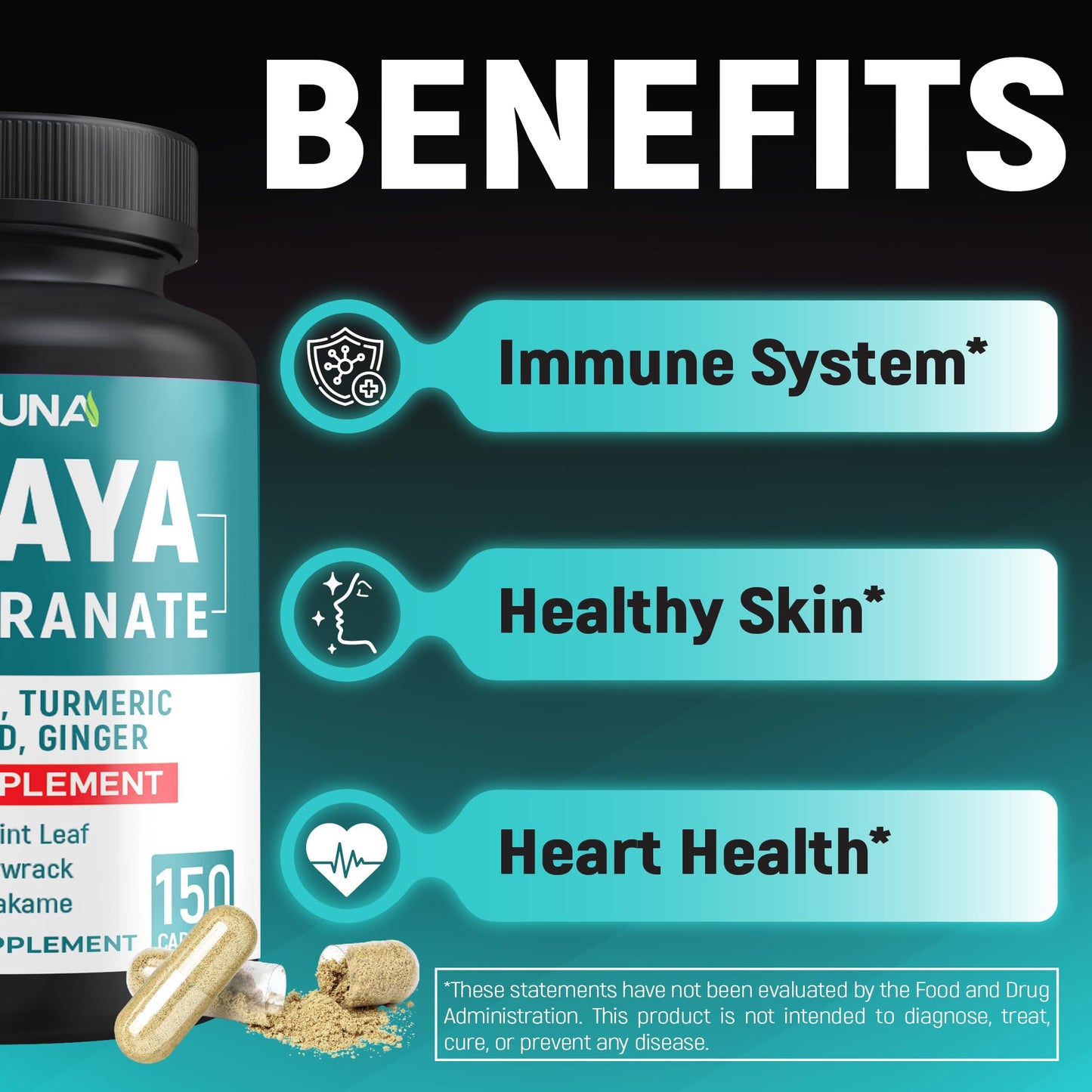 CIVIMUNA Papaya Capsules with Papaya, Pomegranate, Apple Pectin and More, 150 Capsules