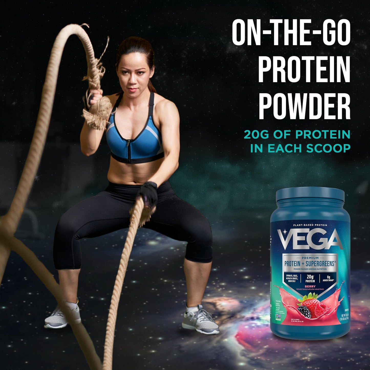 Vega Premium Protein + Supergreens Berry Powder, 26.6 oz
