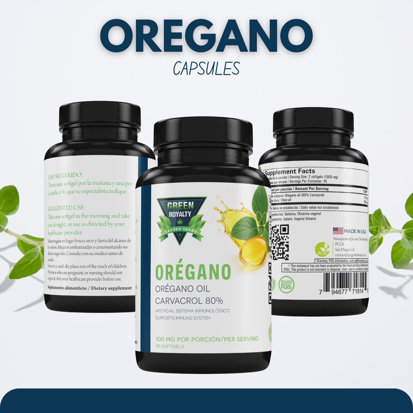 GREEN ROYALTY Oregano Oil Softgels 90