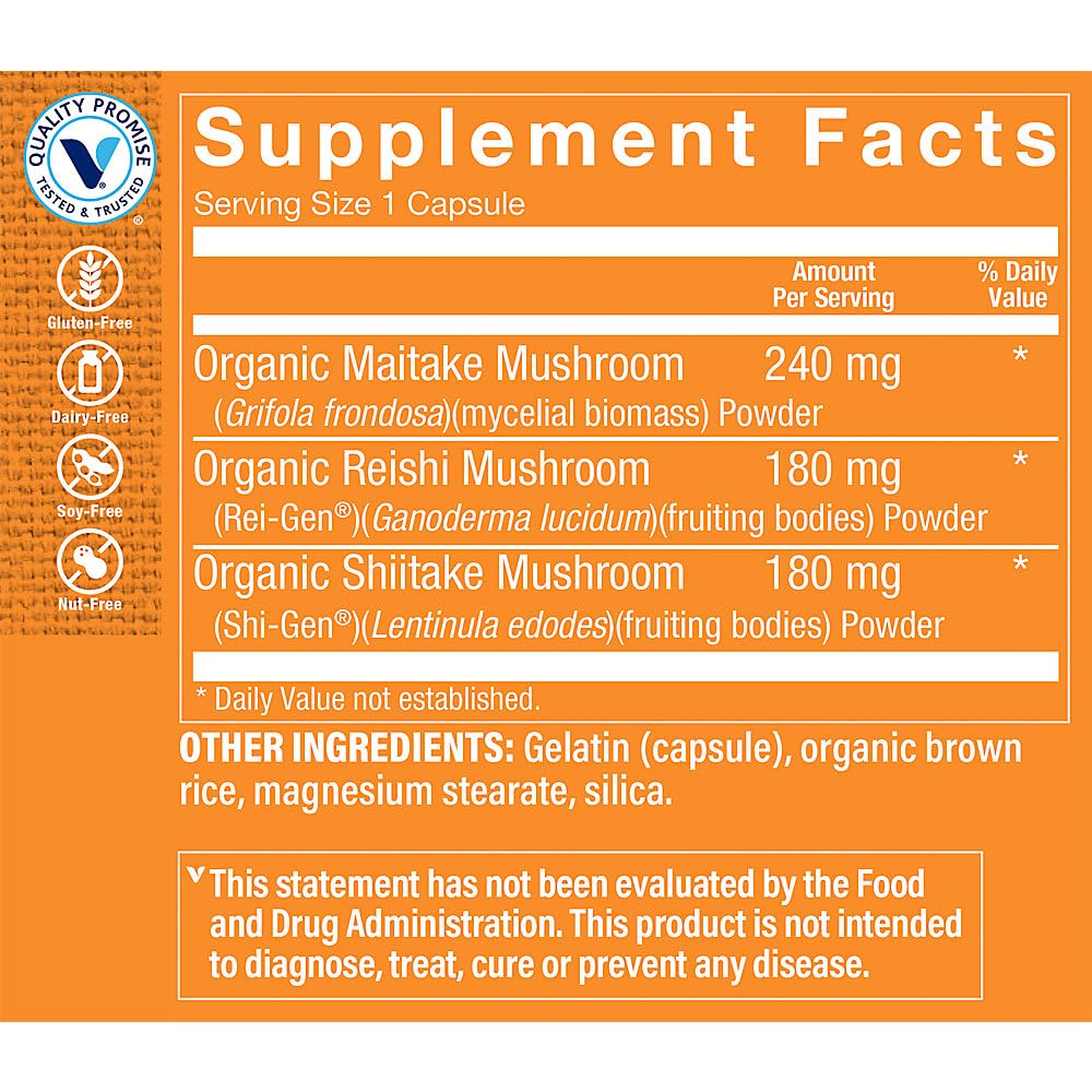 The Vitamin Shoppe Mushroom Complex Maitake Reishi Shiitake Capsules, 100