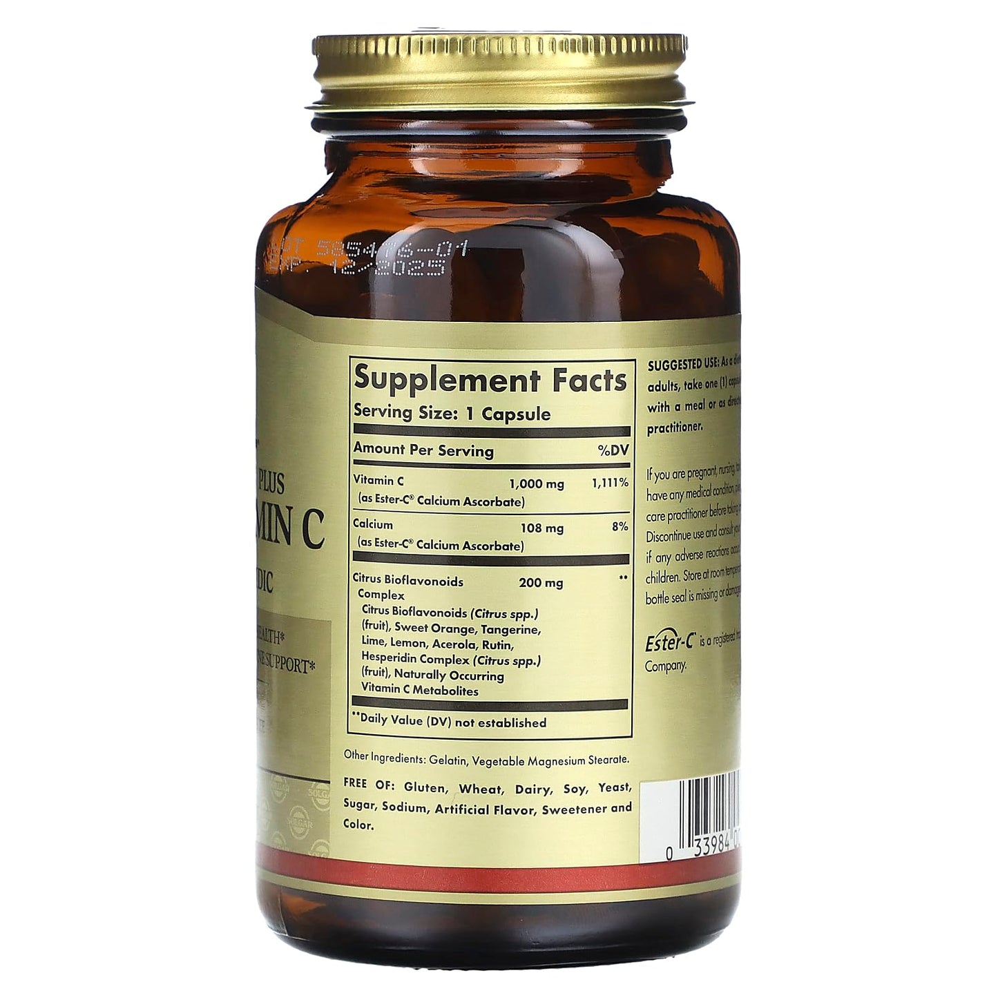 Solgar Ester-C Plus 1000 mg Vitamin C with Citrus Bioflavonoids Capsules, 100 Count