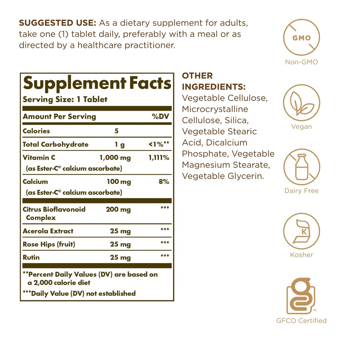Solgar Ester-C Plus 1000 mg Vitamin C (Ascorbate Complex) Tablets, 270