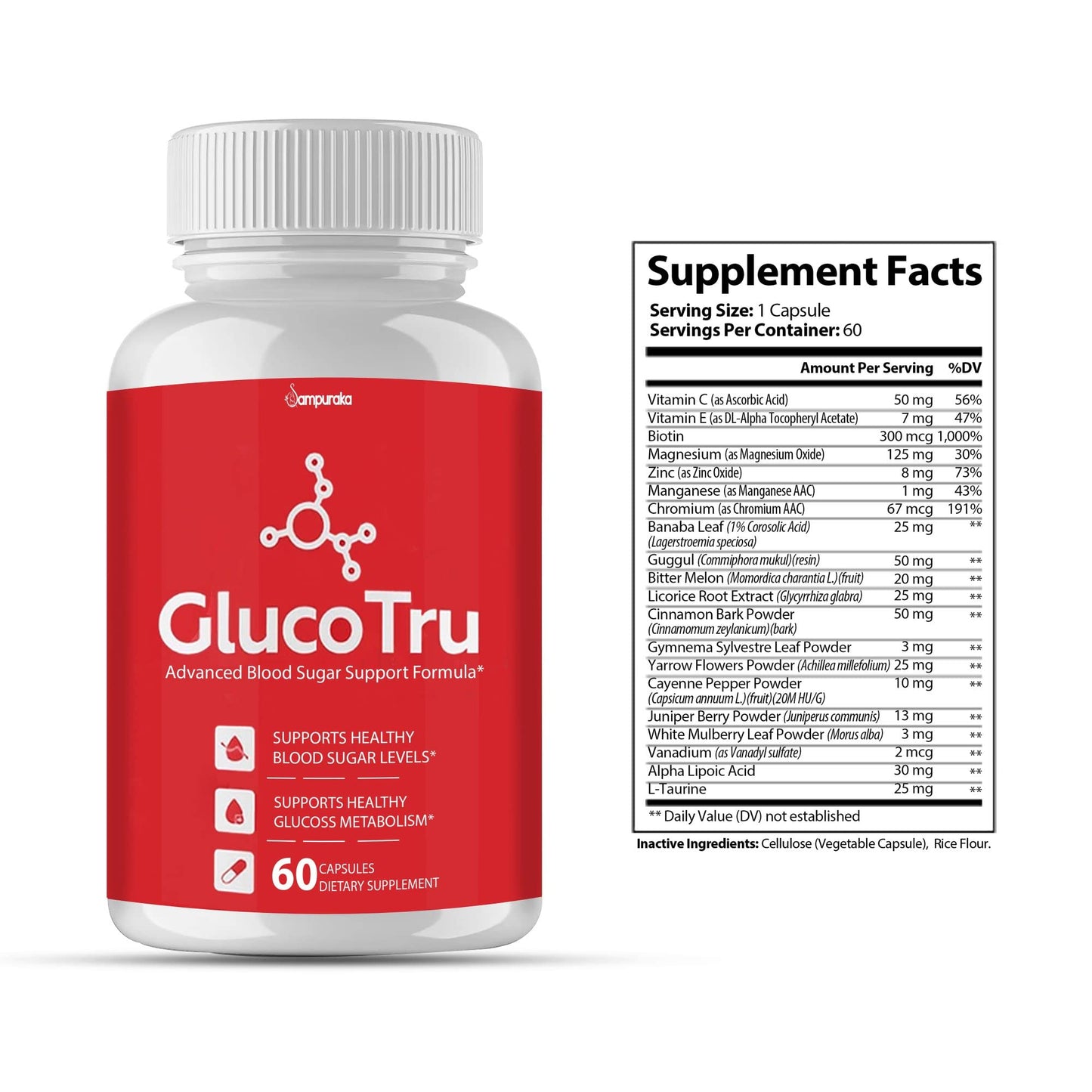 Sampuraka Gluco Tru Advance New Formula Supplement Capsules 120 Count
