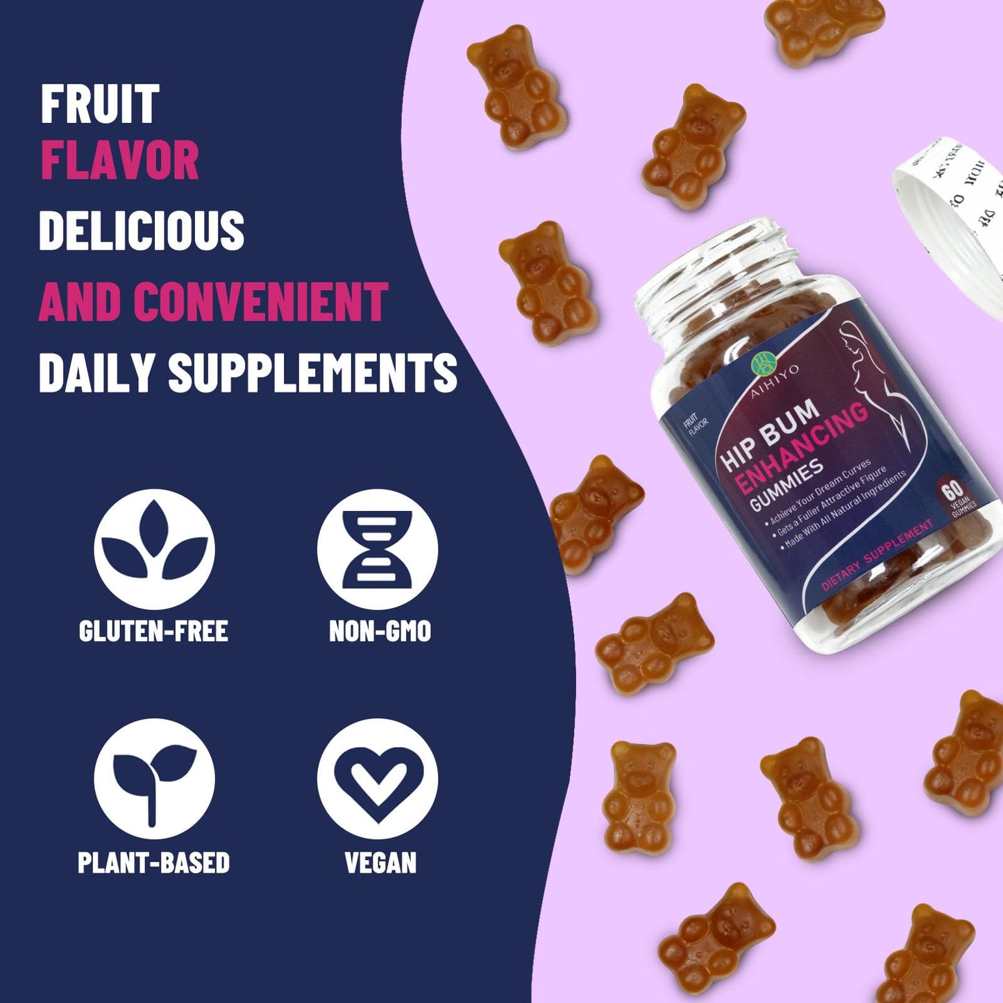AIHIYO Hip Bum Enhancement Gummies 60 Count