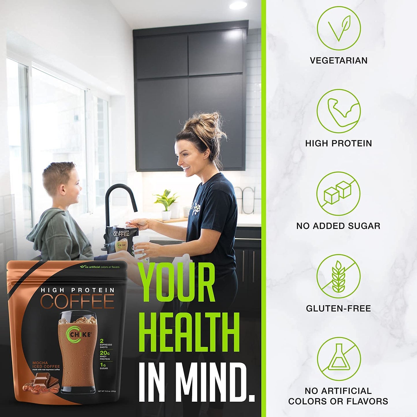 CHIKE High Protein Iced Coffee Powder 13.92 Ounce