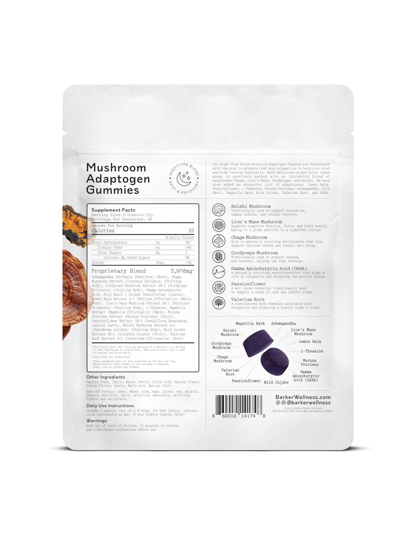 Barker Wellness Co Day & Night Mushroom Gummies Bundle – Focus & Sleep, 2-Pack