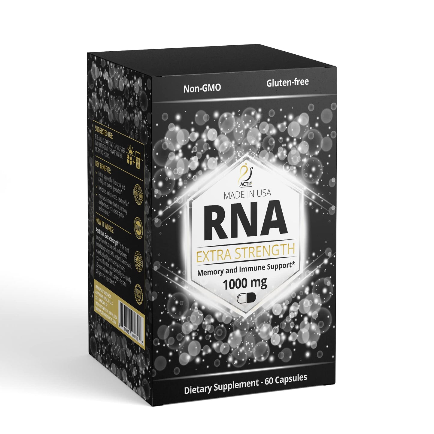 ACTIF RNA Extra Strength 1000 mg RNA Supplement with Memory and Immune Support, Capsule, 60 Count