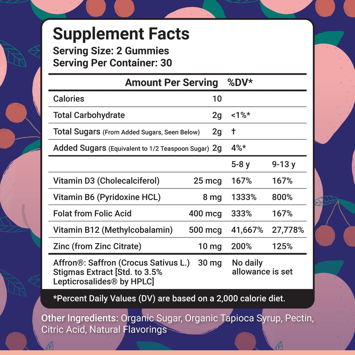 NutriMagic Kids Brain Booster+ Affron Saffron Extract 2IN1 Cognitive Support & Multivitamin D3, B6, B12, Zinc Gummies, 60 Count