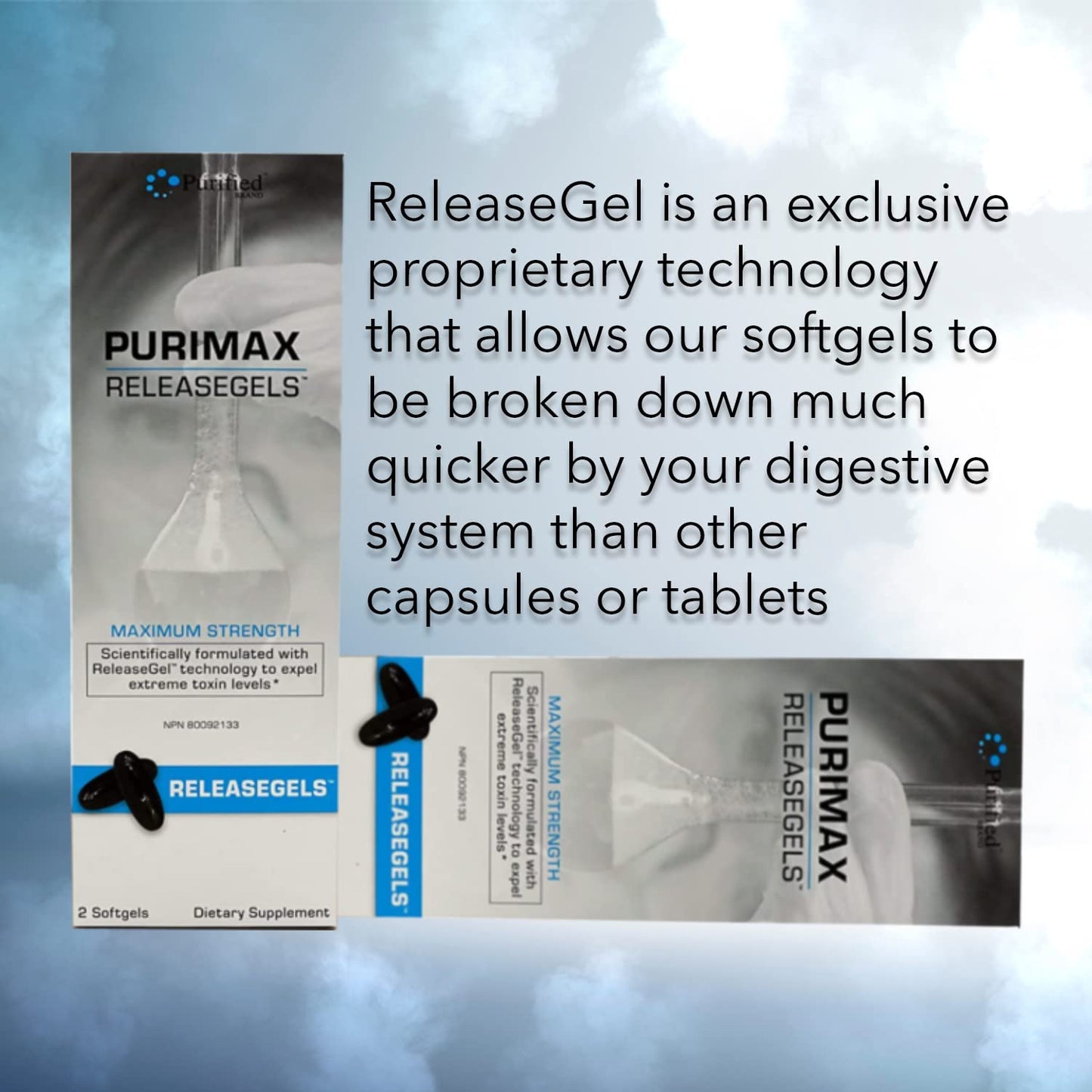 Wellgenix Puriclean Instant Max Cleanser Release Gel - Premium Body Detox Cleanse, Fast-Acting Maximum Strength Softgels, 2 Count
