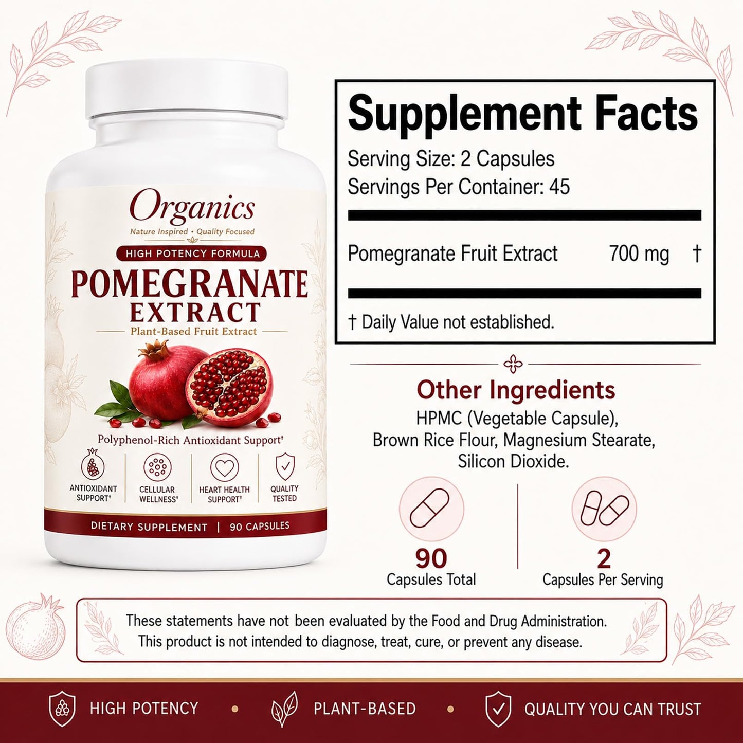 KYZTMHC Organic Pomegranate Extract Capsule 1 Count