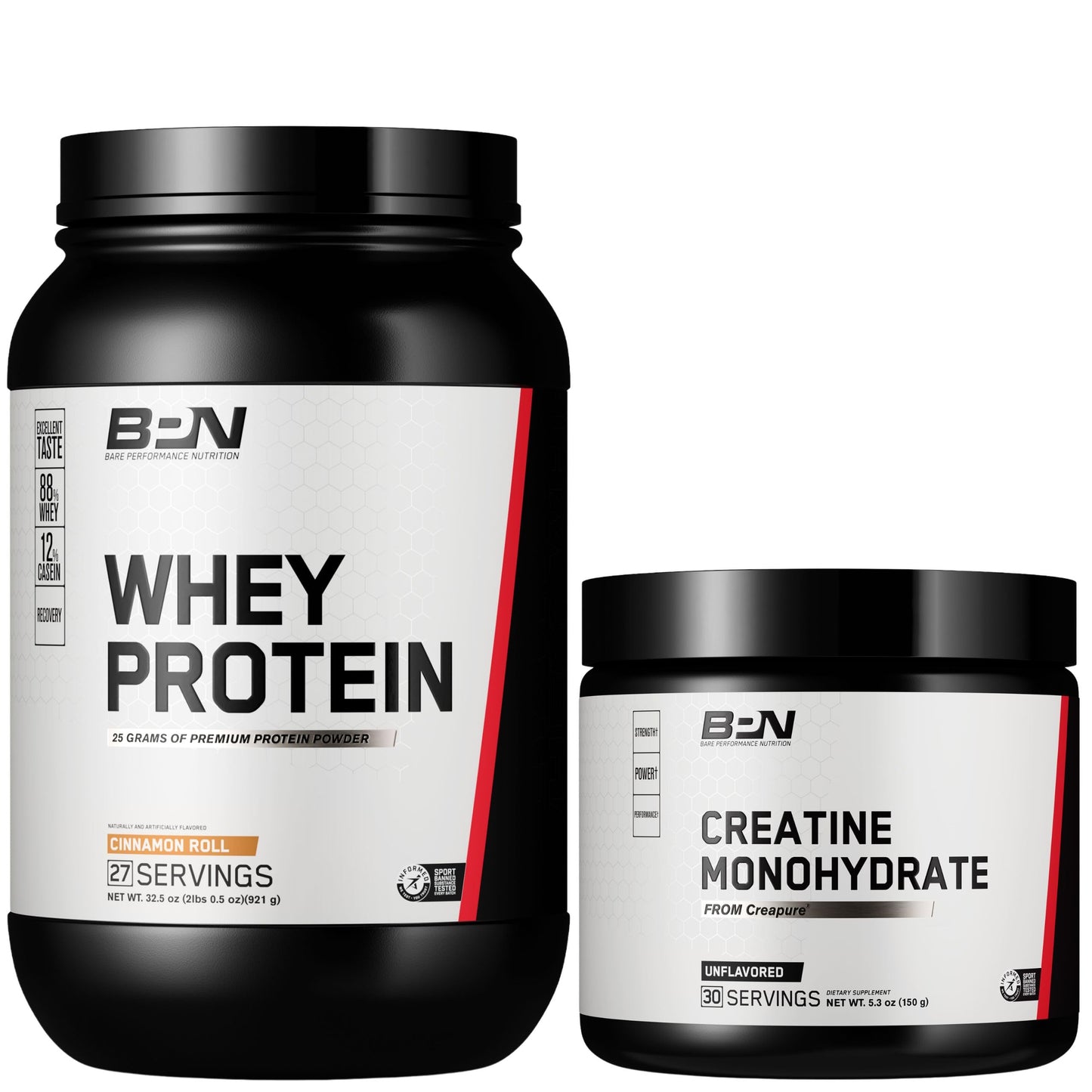 BARE PERFORMANCE NUTRITION BPN Whey Cinnamon Roll Protein + Creatine Bundle Protein Powder, 37
