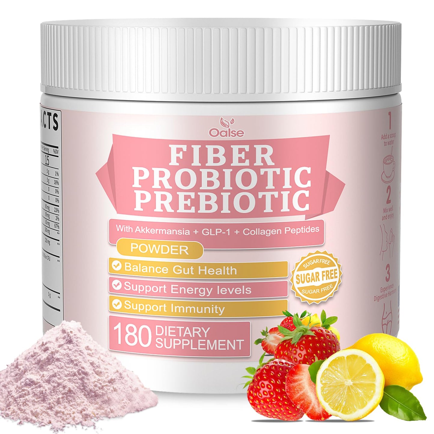 OALSE Akkermansia Probiotic with Prebiotic Fiber Powder, 6.35 Ounce
